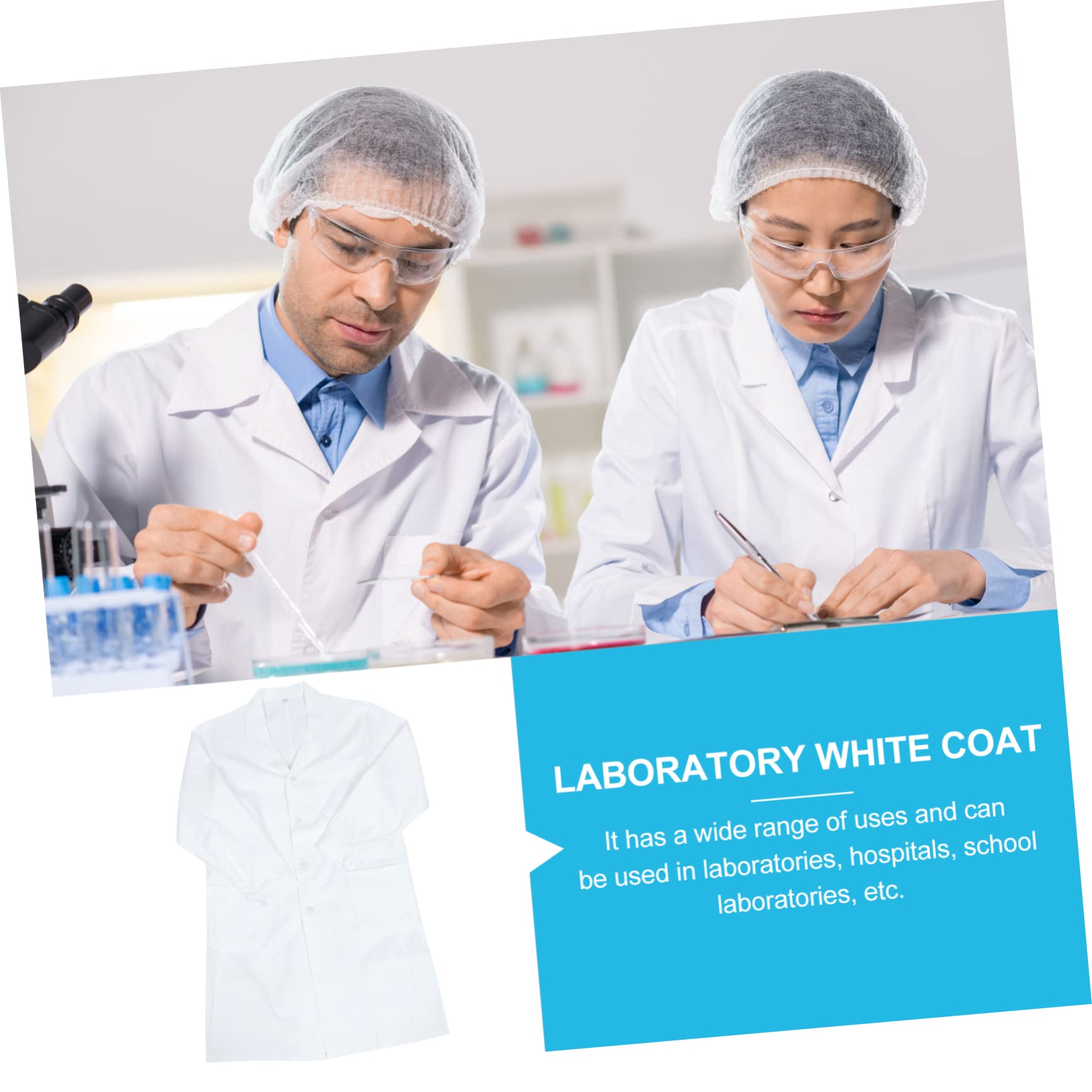 Bata de Laboratorio de Manga Larga con Botones y Bolsillos