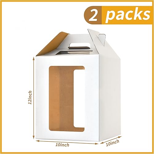 Miniatura 2 de XININSUN Cajas para pasteles altas de 10 pulgadas con ventanas, 10x10x12 Transportador de pasteles alto, Caja para pasteles escalonados, Caja para