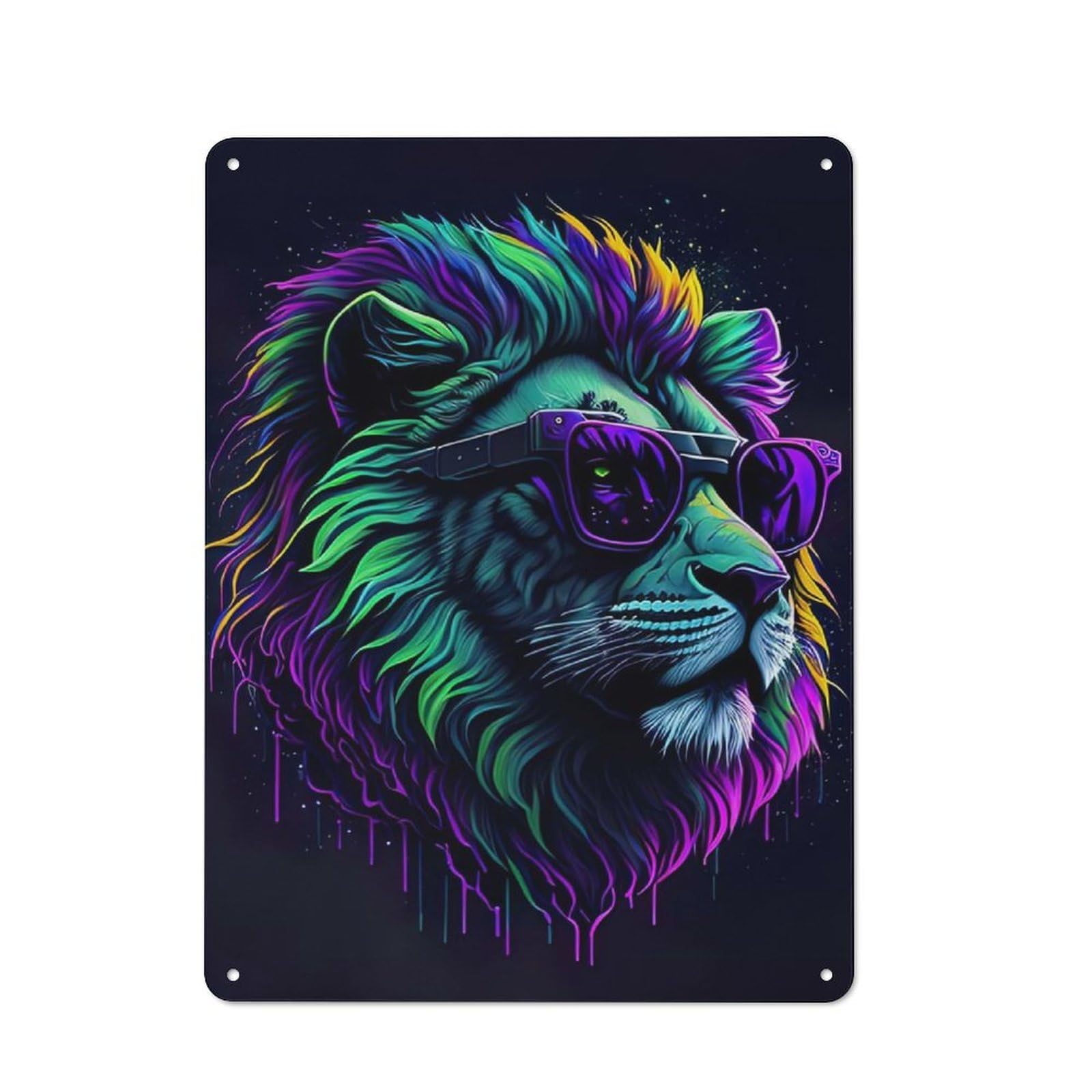 Junmoney Cute Whimsical Lion Tin Wall Plaque 40X30cm With For Café Or Home Bar, New-Space Wall Decor For Hospitality Decor Collectors