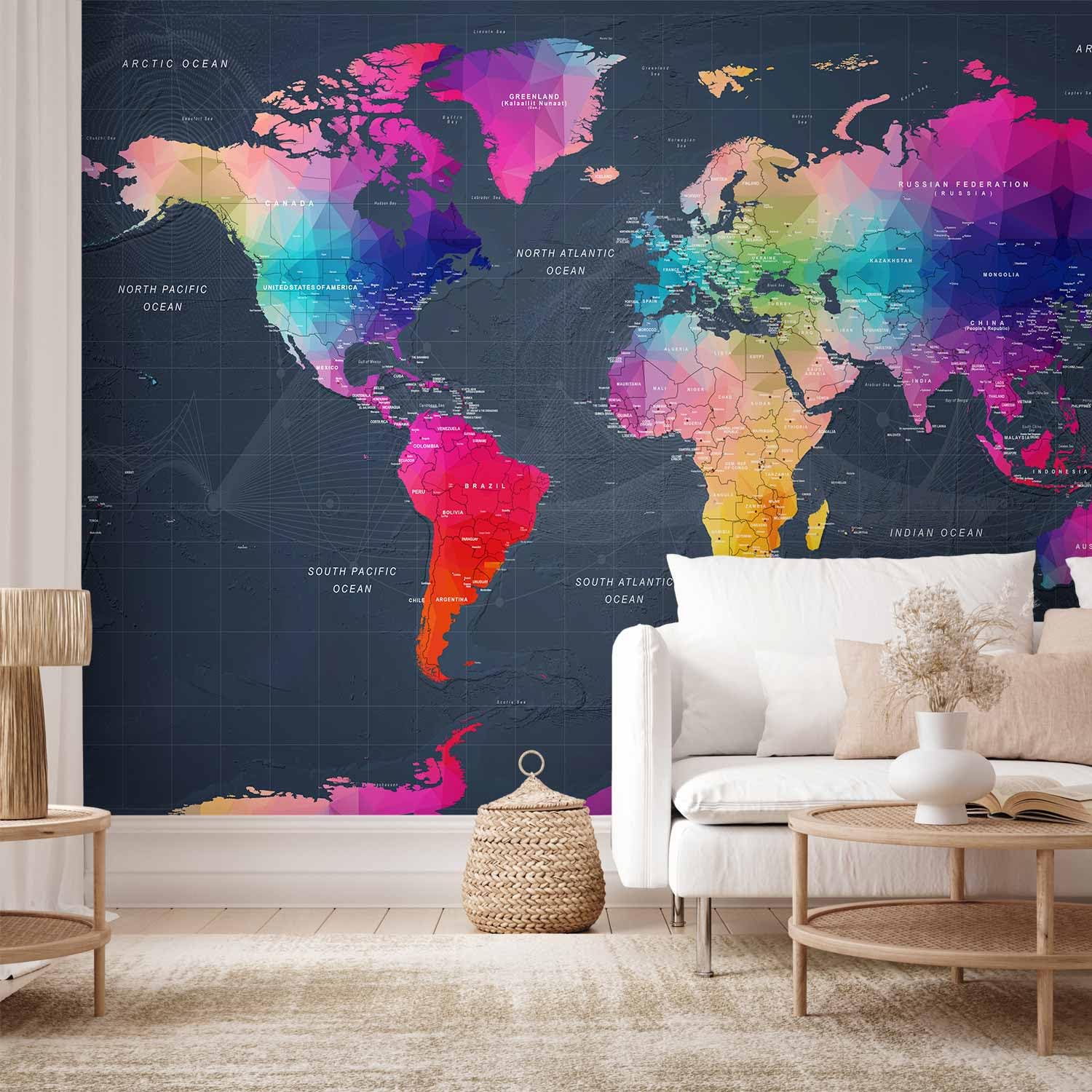 Fotomurales B&D XXL 350x256 cm Papel pintado tejido no tejido Decoración | Pared decorativos Murales moderna Diseno Fotográfico Mapa del mundo Mundo Mapamundi