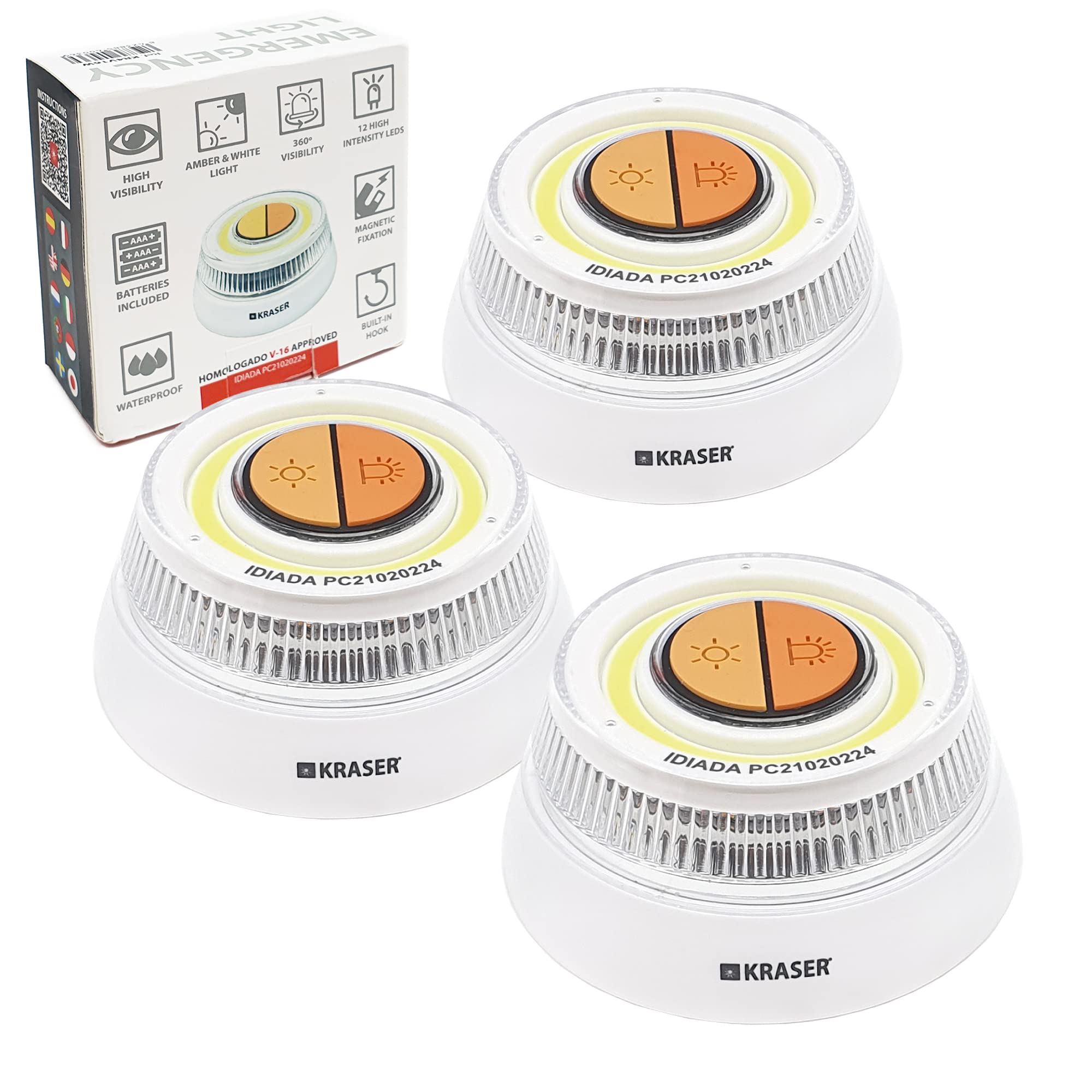 Buy KRASER KR4V16W PACK 3 Road Flares, Emergency Disc Beacon, Safety