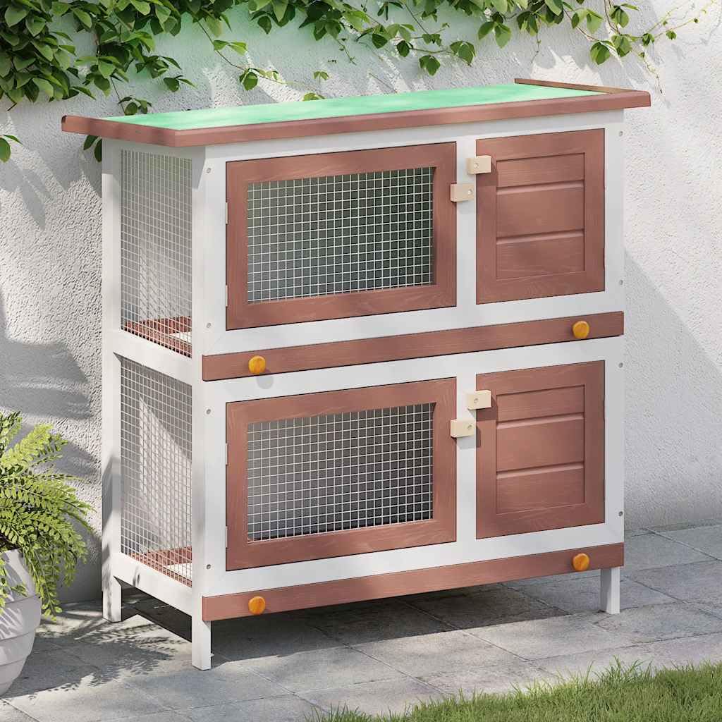 vidaXL - Conejera de Exterior (4 Puertas) Color marrón