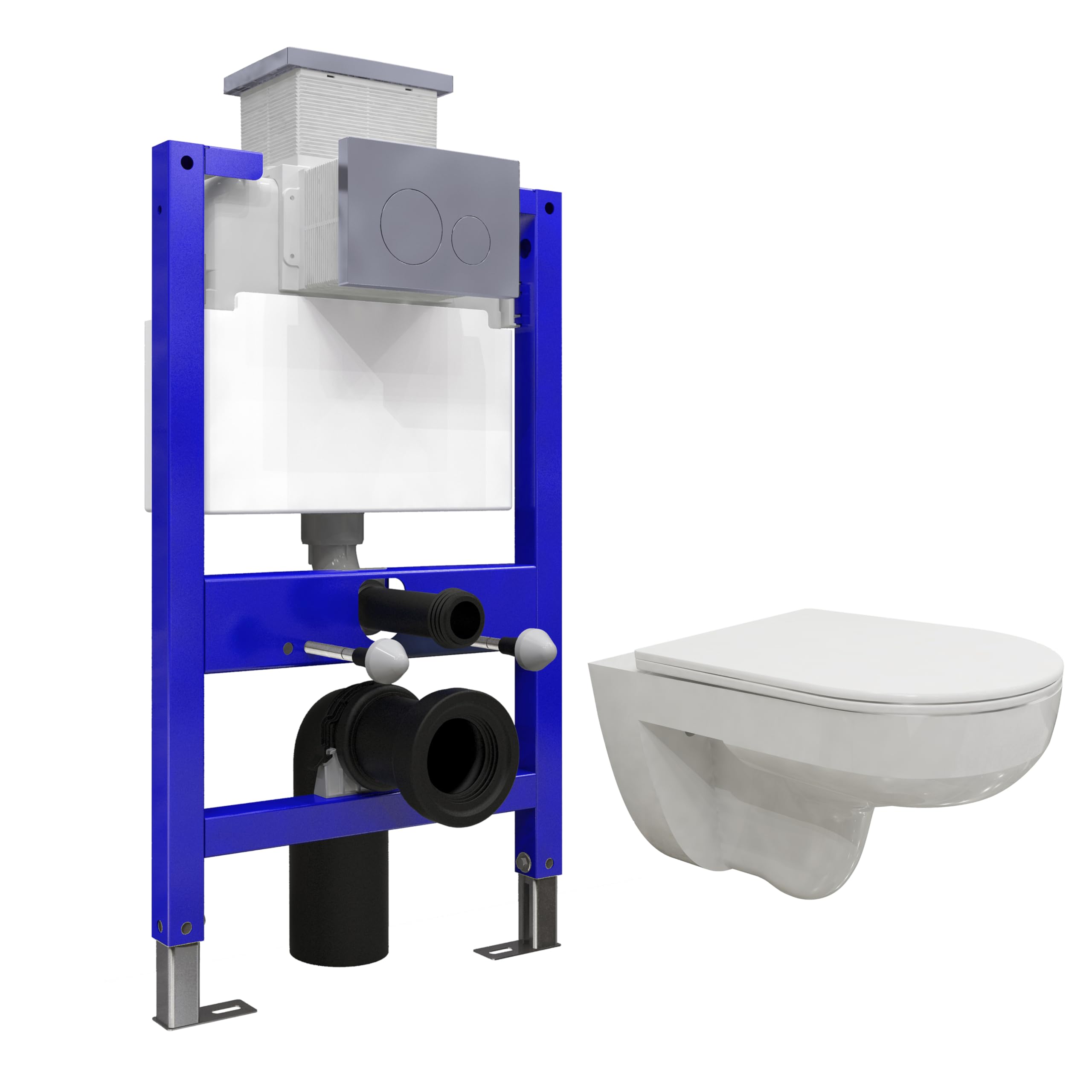 Huibathroom White Rimless Vortex Flushtechnology Wall Hung Toilet & 0.82M Concealed Cistern