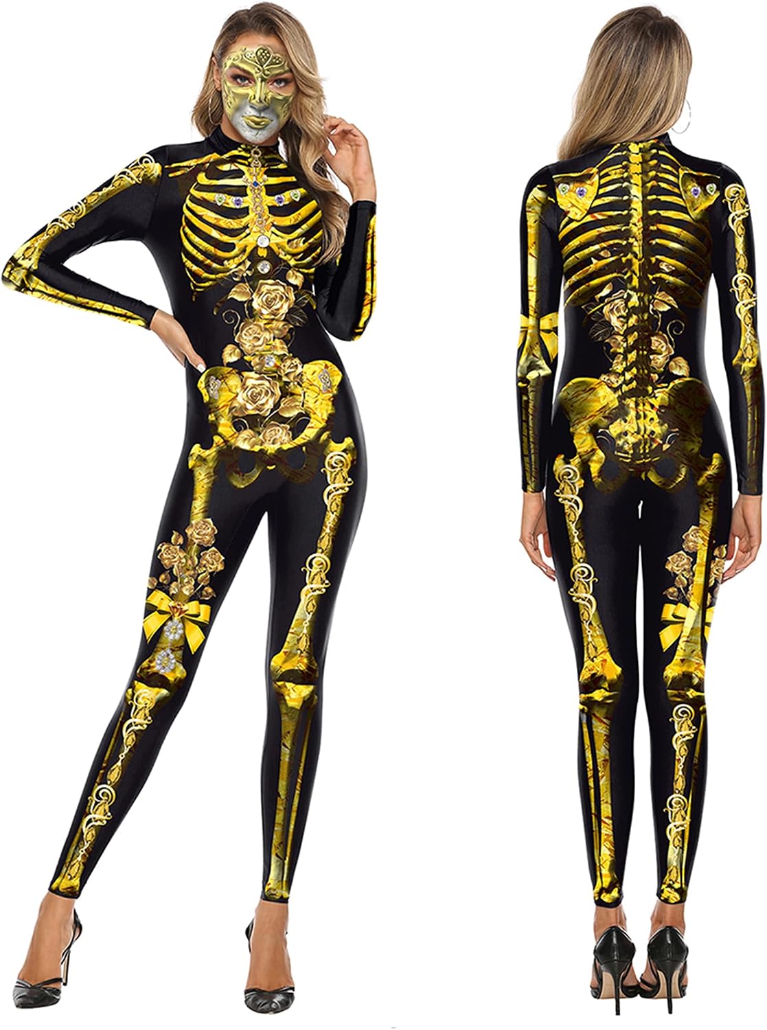 KatchOn, Gold Halloween Skeleton Costume Women - Gold Womens Halloween Costumes | Halloween Party Costume for Halloween Party