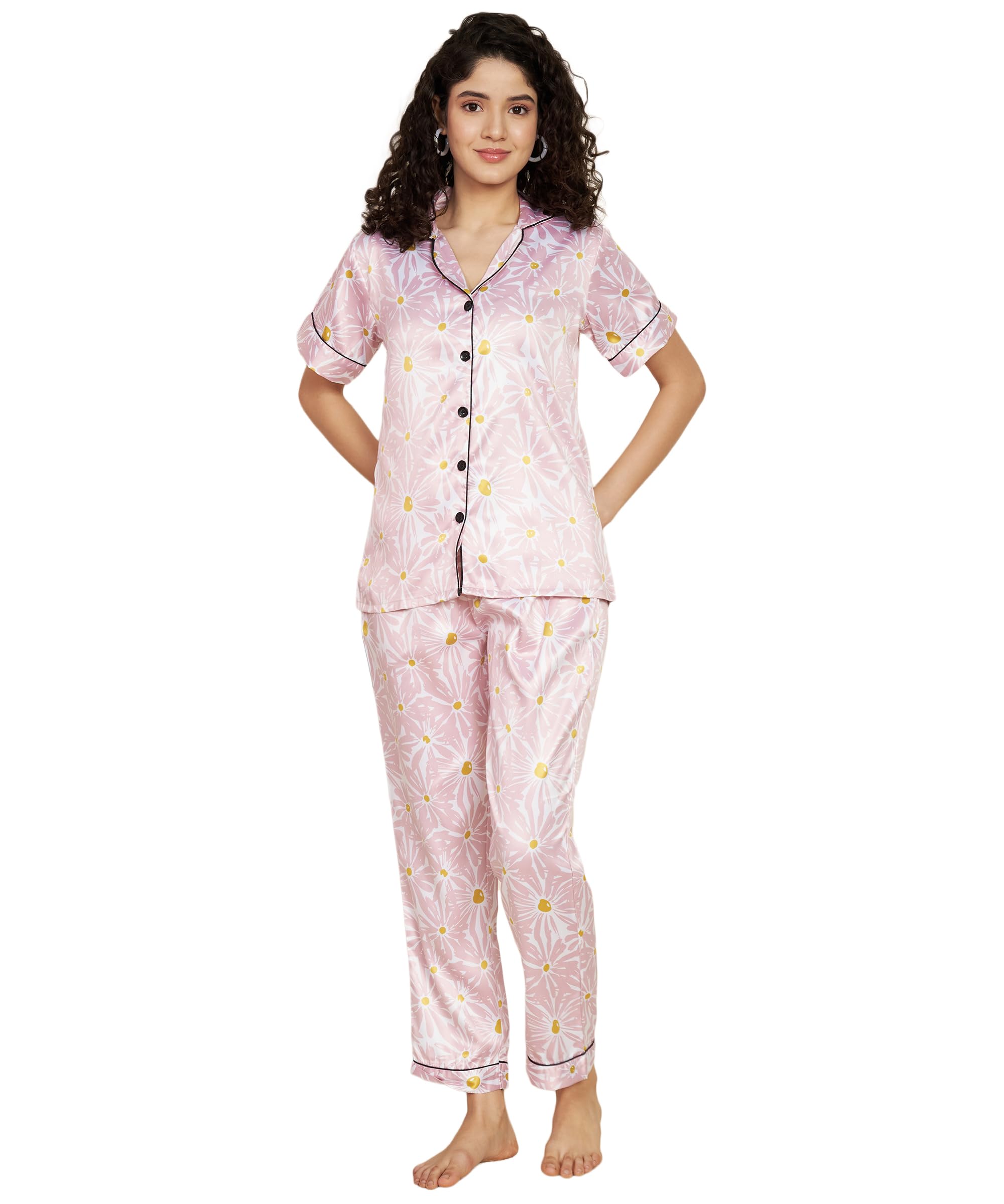 Women Printed Satin Sleepwear Night Suit Set-image-13
