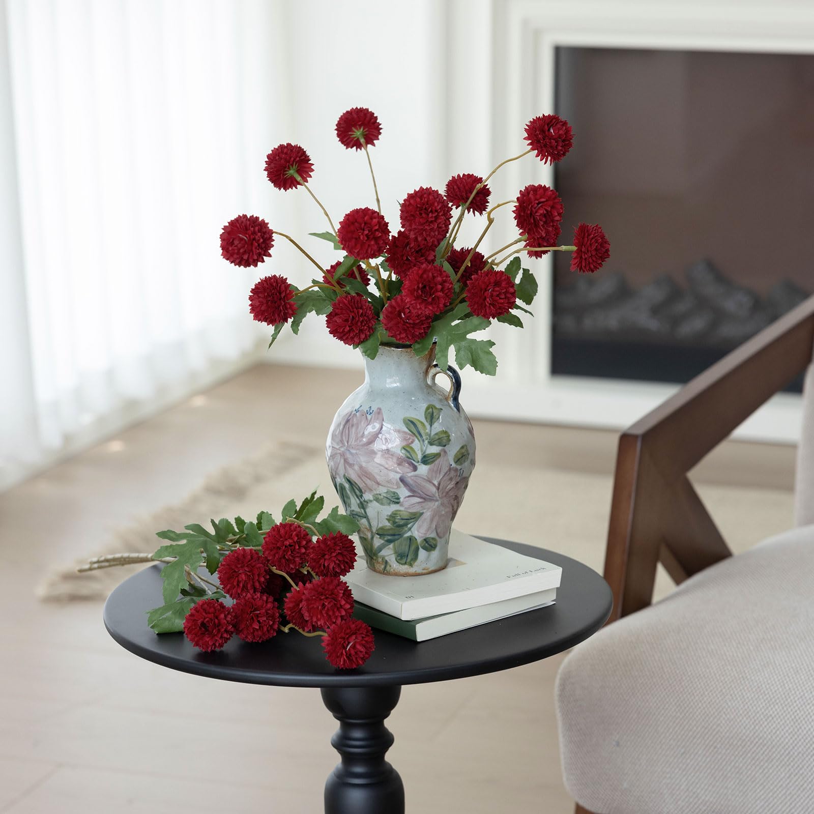 6er-Pack kleine künstliche Chrysanthemen mit Stielen, Seidenblumen-Deko