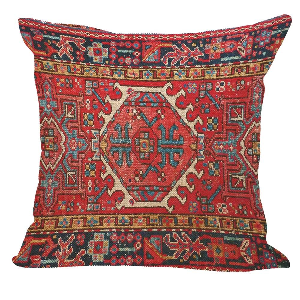 Orythyra Turkish Carpet Cushion Cover 45x45cm Cotton Linen Pillow Cover Decorative Throw Pillows Farmhouse Decor for Home Cushion Case 18x18 Inch — image 1