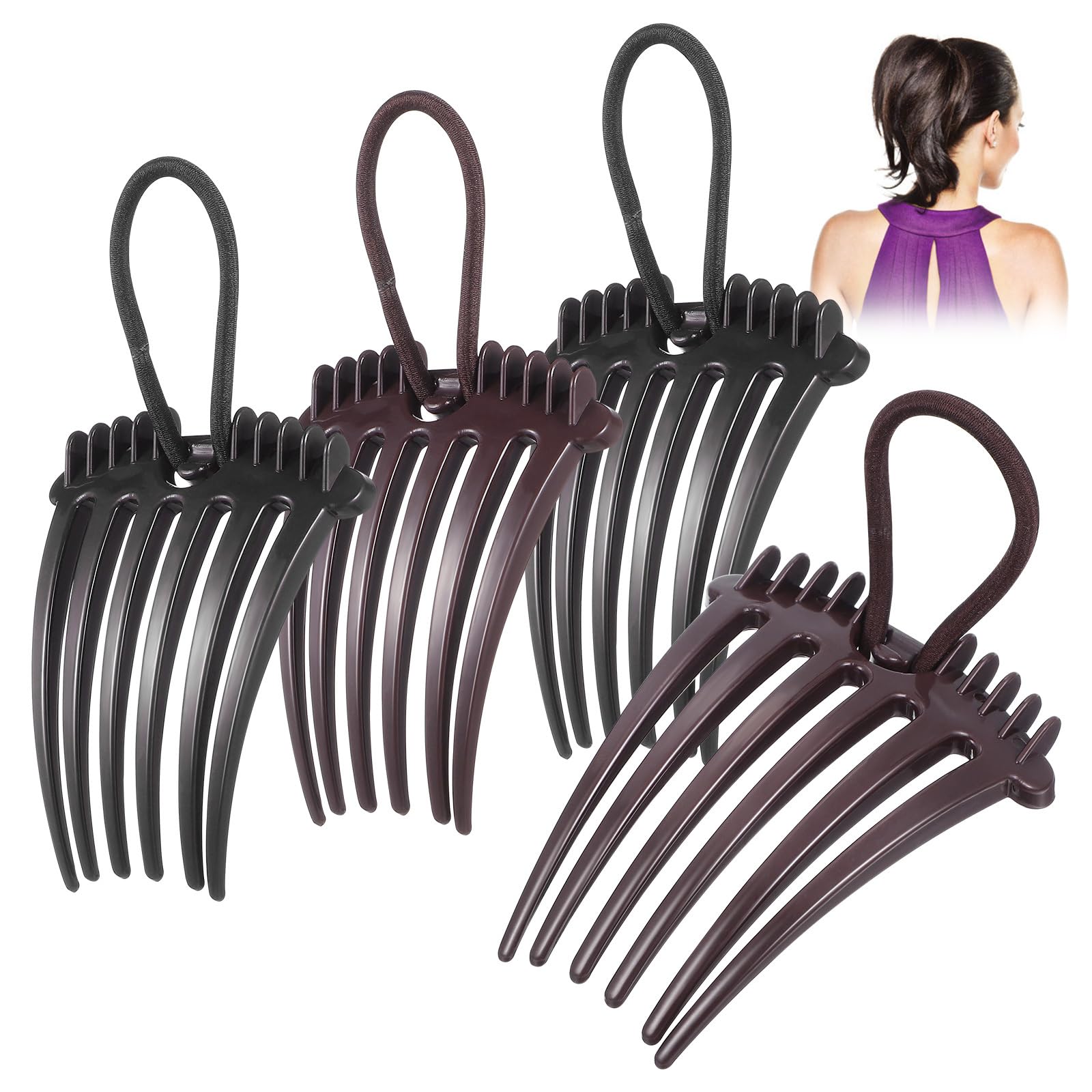 Beaupretty 4pcs Hair Side Combs Hair Comb Insert Comb French Twist Hair Combs Ponytail Accessories Fountain Headpiece Strong Hold Clips for Women