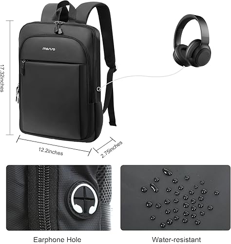 Miniatura 4 de MOSISO Mochila para computadora portátil para hombre, delgada, ligera, compacta, mochila para computadora para la universidad, trabajo, negocios,