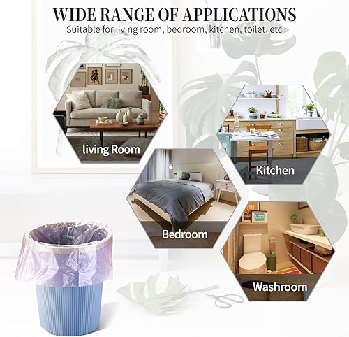 Miniatura 6 de 5 rollos de bolsas de basura pequeñas, bolsas de basura desechables de material fino fuerte de 4 galones, bolsas de basura de plástico duraderas