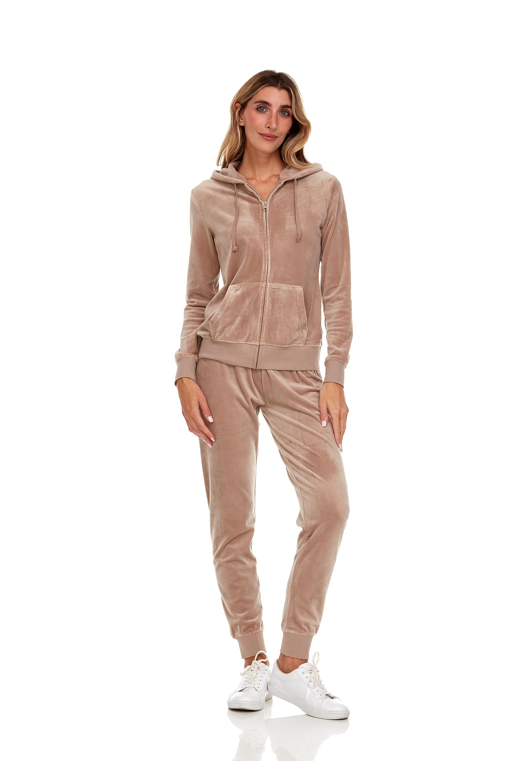 Cheetah Ladies 2 Piece Velour Jogger Set, Hoodie and Sweatpants Ladies Tracksuit