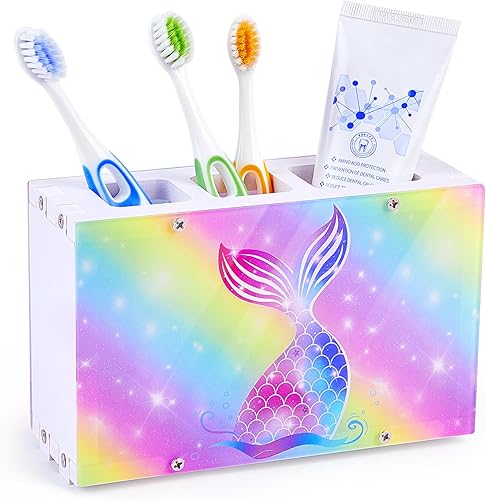 Soporte para cepillos de dientes para niños para baño, organizador de accesorios, 3 ranuras para cepillos de dientes y pasta de dientes, soporte