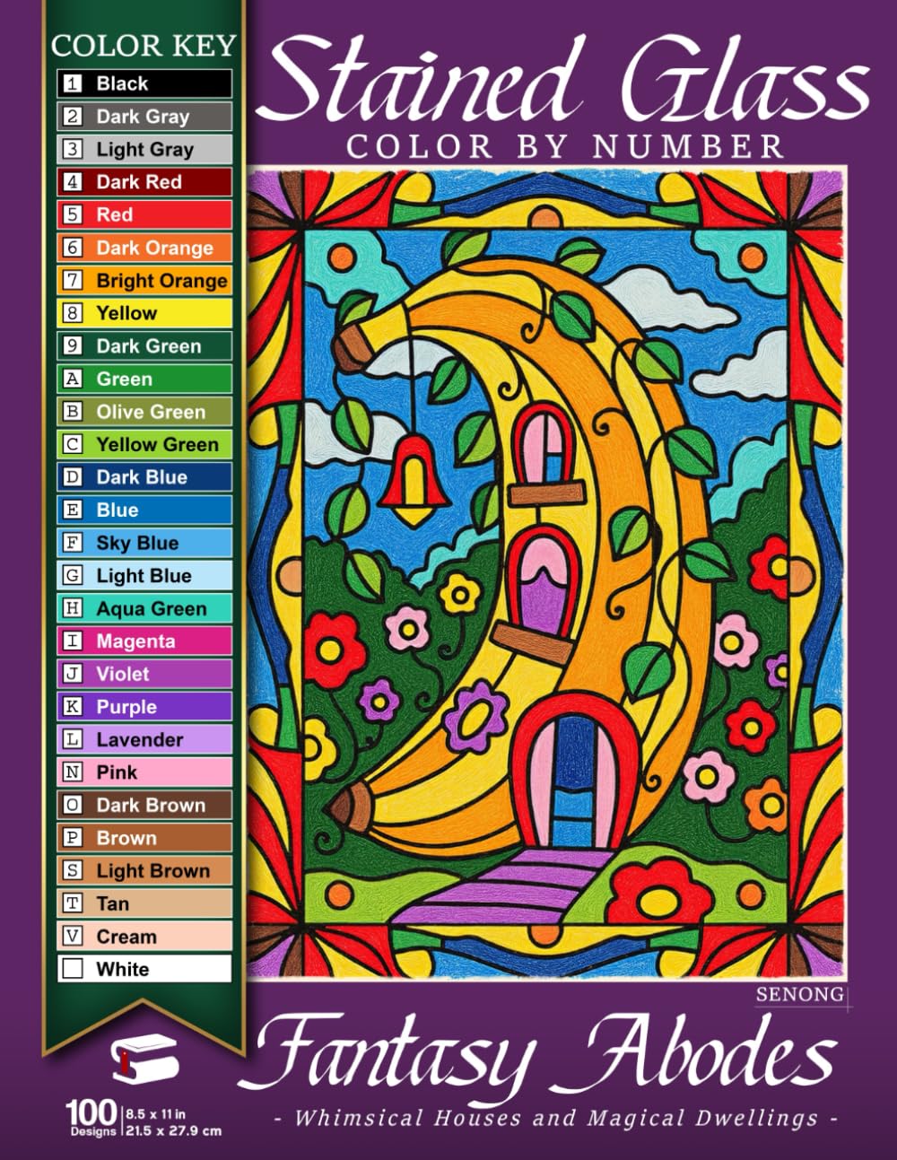Fantasy Abodes Stained Glass Color by Number: Whimsical Houses and Magical Dwellings for Stress Relief and Relaxation (Stained Glass Color By Number Collection)