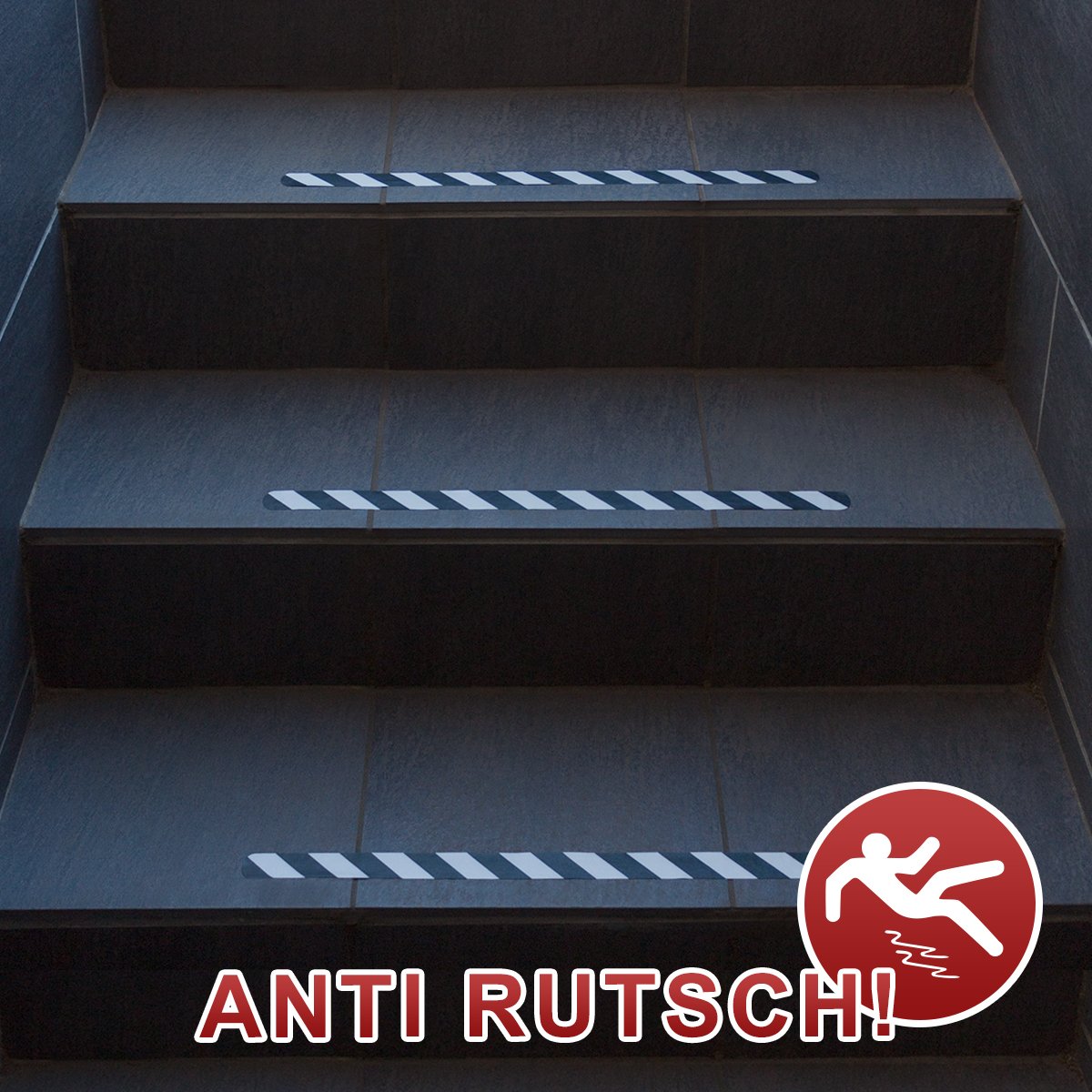 Anti-Rutsch-Streifen für Treppenstufen / 65 x 3 cm / 10 Stück/schwarz reflektierend/selbstklebend