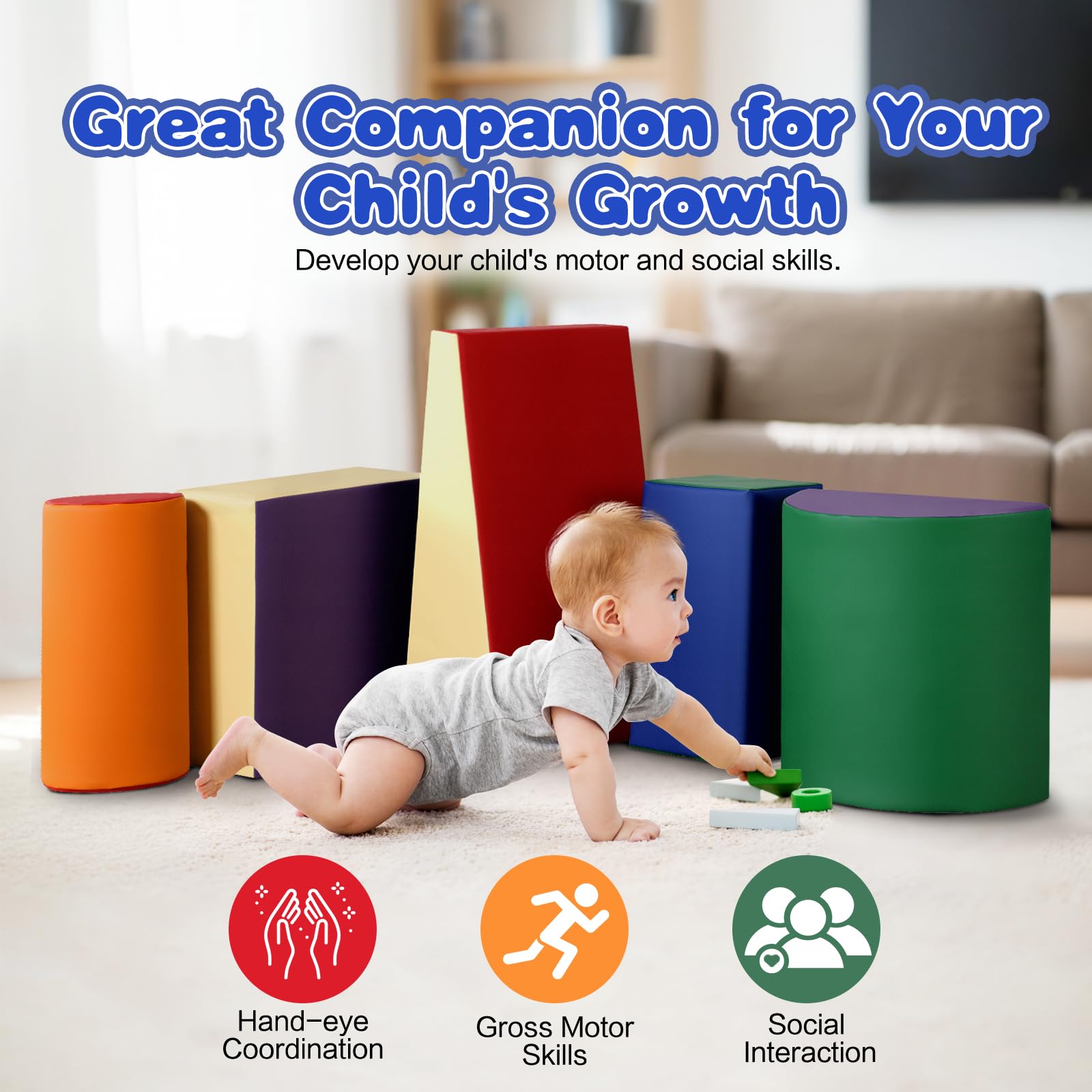 Bebe 5 PCS Parcours Motricité Bébé, Module Motricité En Mousse PU