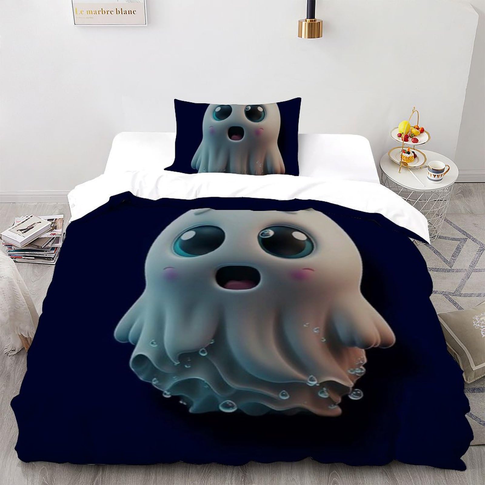Parure de couette organismes aquatiques 135x200 pour une chambre de fille au décor marin mignon