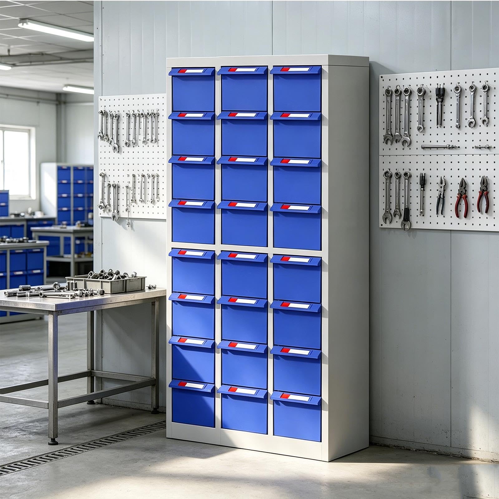 Armadietto portaminuteria con cassetti grandi, organizer industriale in acciaio per bulloni e dadi, cassettiera da officina per minuteria, viti e componenti(Black,18-drawer)