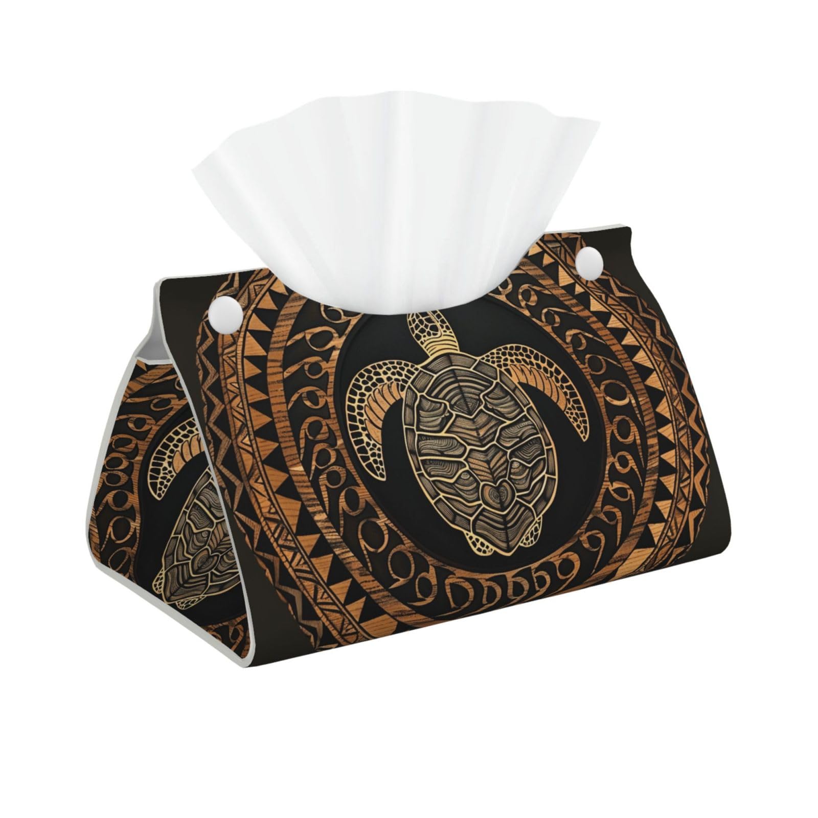 Hawaiian Tapa Honu Turtle Print Tissue Box Cover Foldable Tissue Storage Box Leather Tissue Cube Box Holder for Living Room Bedroom Office Car Home Decor