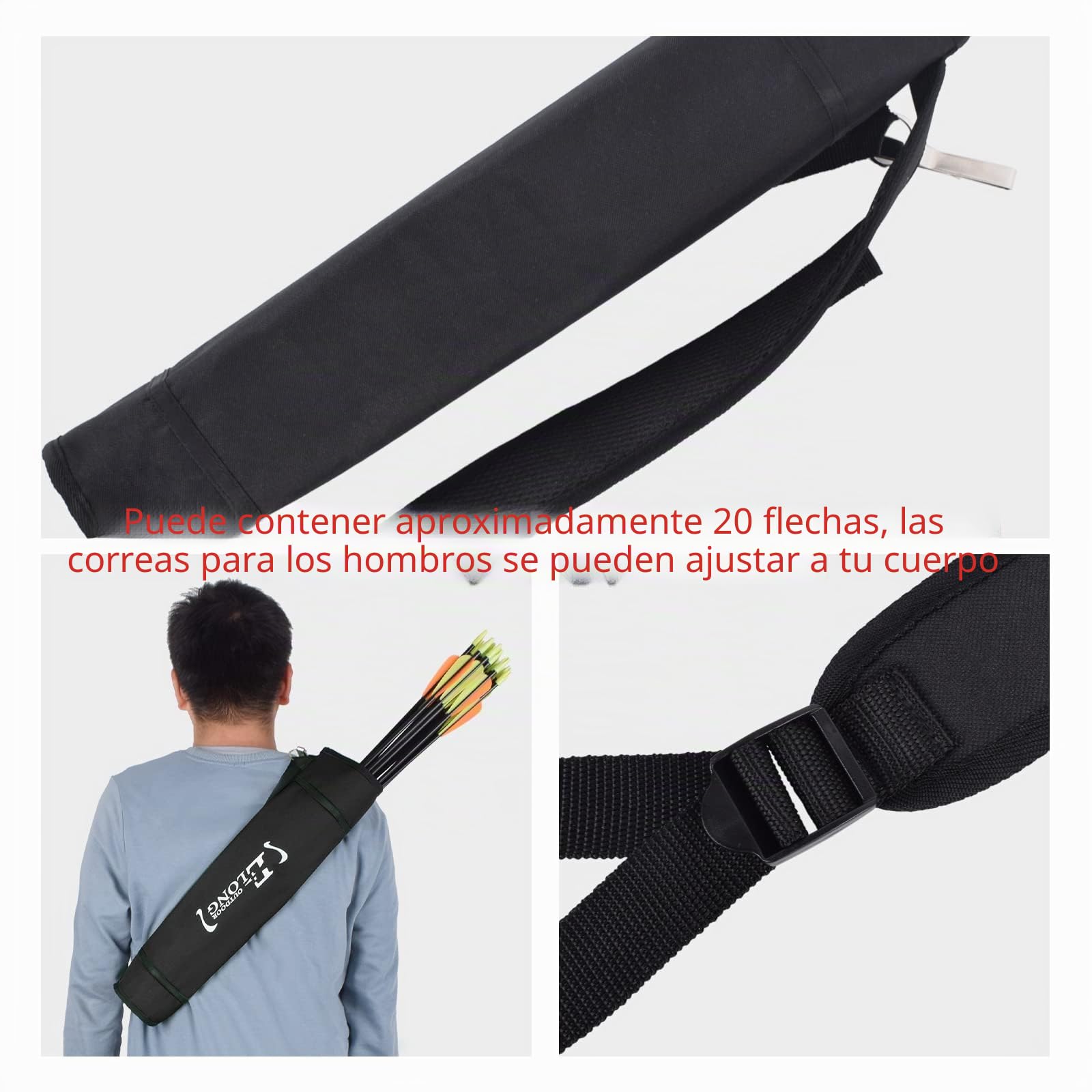 Elong - Carcaj ajustable para arco, arco recurvo compuesto, caza para jóvenes y adultos