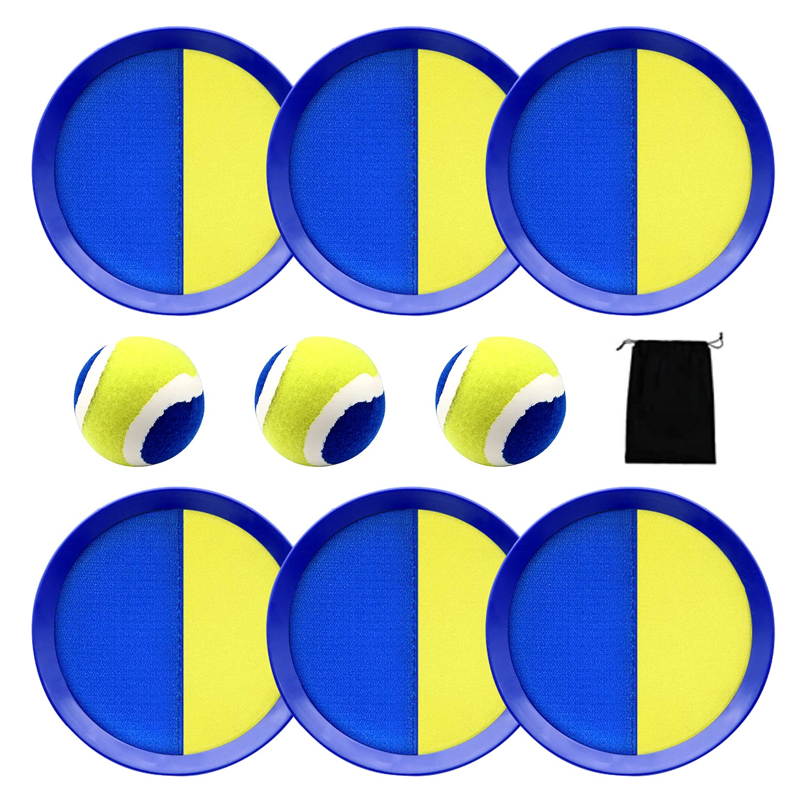 trassi Outdoor Games for Kids,toss and Catch Ball Set,Catch Game Toys with 6 Paddles and 3 Balls,Beach Games for Adults and Family,Playground Sets for backyards.