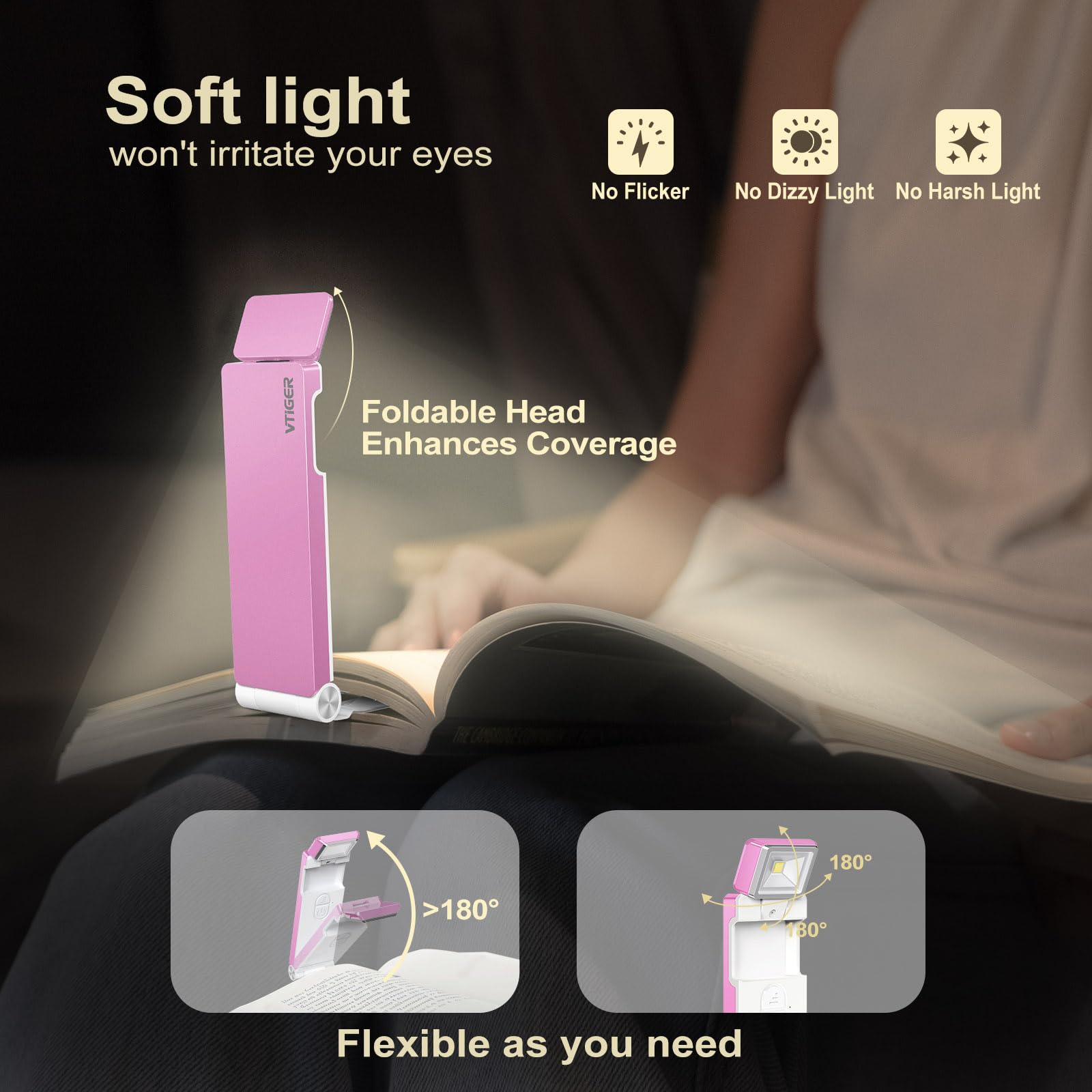 Luce Da Lettura Ricaricabile LED - Lampada Libro Pieghevole Con 3 Colori E 4 Luminosità - Foto 3