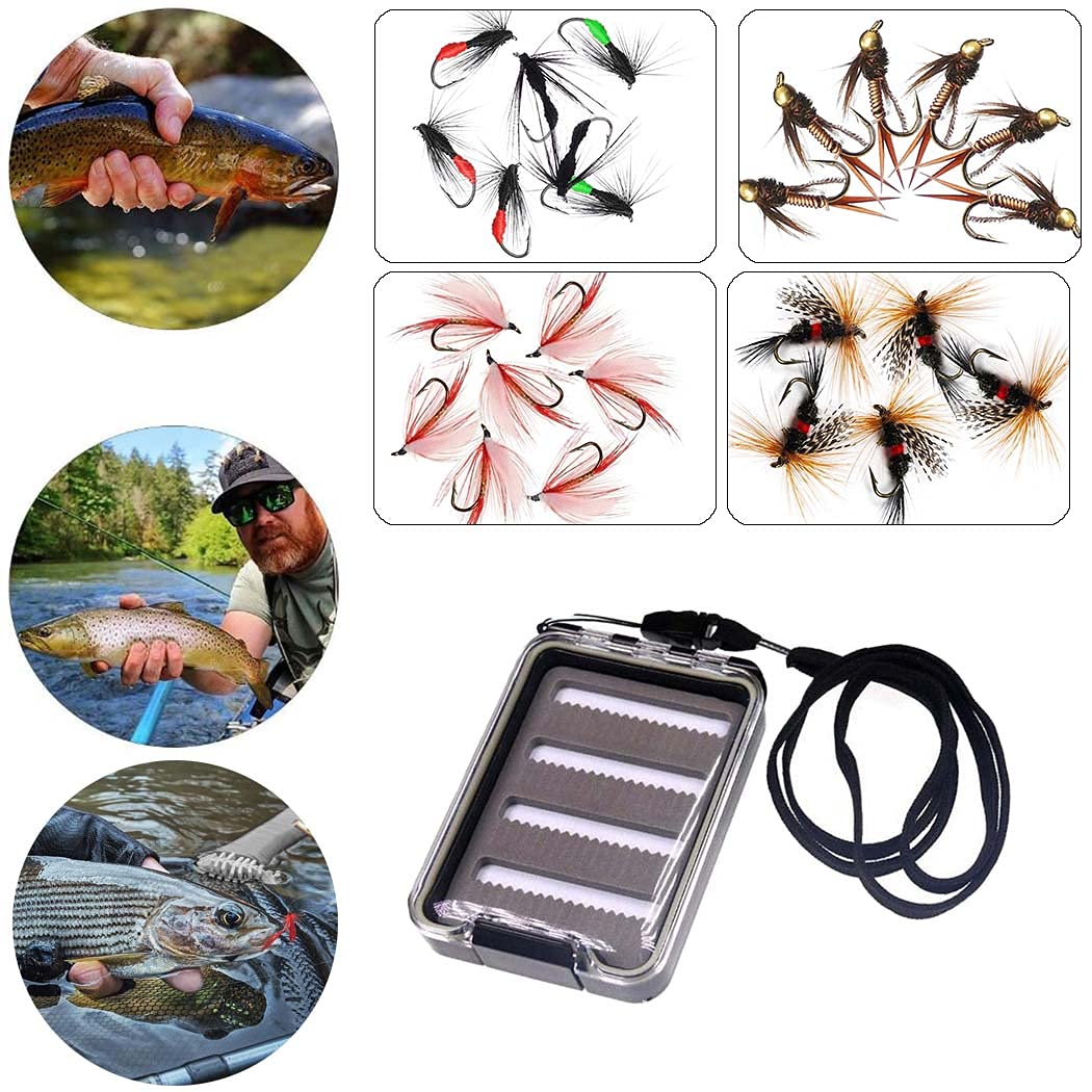 Lot de 100 mouches de pêche à la mouche sèches et
