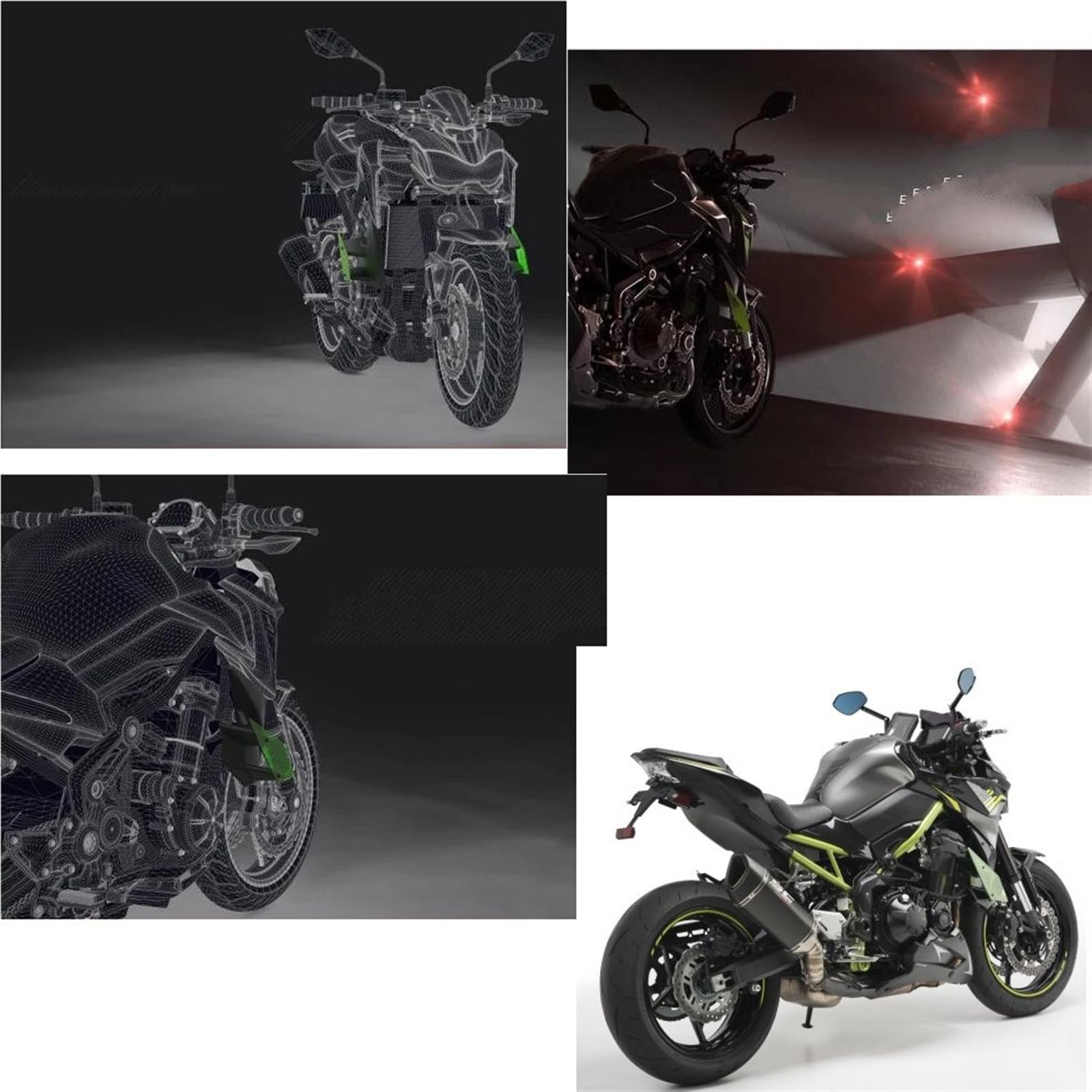 YESKIT Parti del Motociclo Side Downforce Naked Spoiler Ala Fissa Winglet Carenatura Deflettori Alari per Kawasaki Z900 2017-2019 Pezzi di Ricambio (Color : 2)