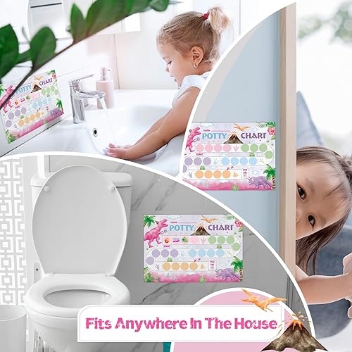 Miniatura 5 de WERNNSAI Tabla de entrenamiento para ir al baño  Tabla de recompensas de entrenamiento de dinosaurio para inodoro con 270 calcomanías de