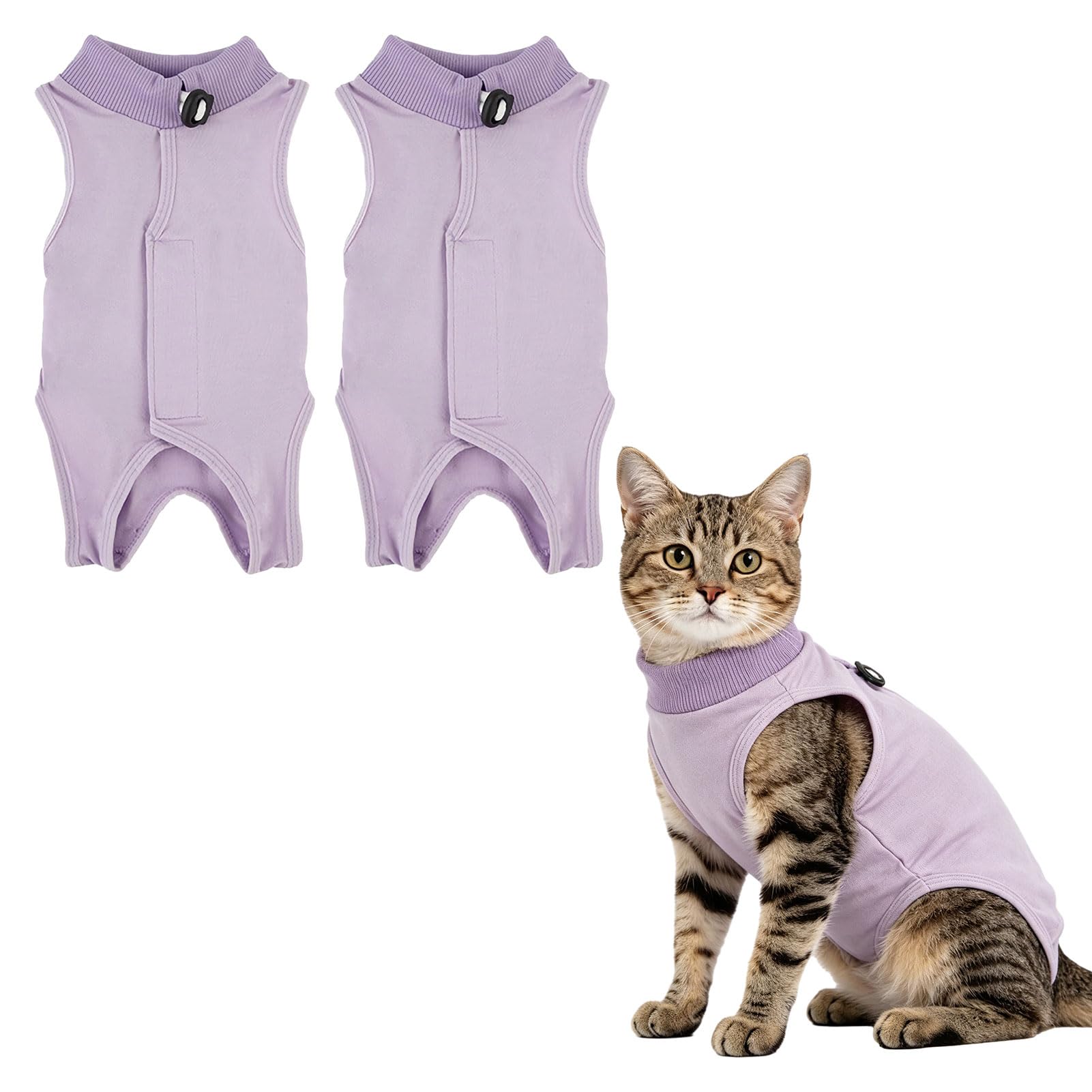 Small Cat Recovery Suit 2PCS, Professional Cat Surgery Recovery Suit, Medical Vest Small Cats Post Surgery Suits for Spayed Females Cats,Skin Wound Care(Purple, S)