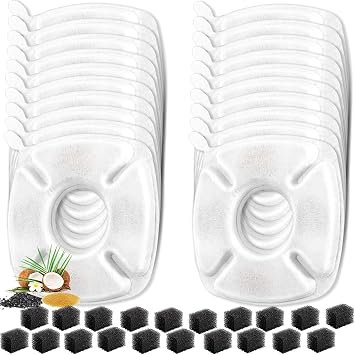 40 Pcs Cat Water Fountain Replacement Filters, 20 Pack Filters 20 Pack Pre- Sponges Fit for 67oz, 95oz, 135oz Automatic Pet Fountain Dog Water Dispenser