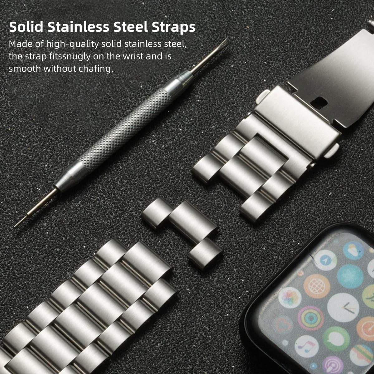 Correas de Reloj Meta de Acero Inoxidable 16mm 18mm 20mm 22mm 24mm Correa de Repuesto Macizo Cepillado para Relojes y Smartwatches de Mujer Brazalete de Metal Hombres Mujeres