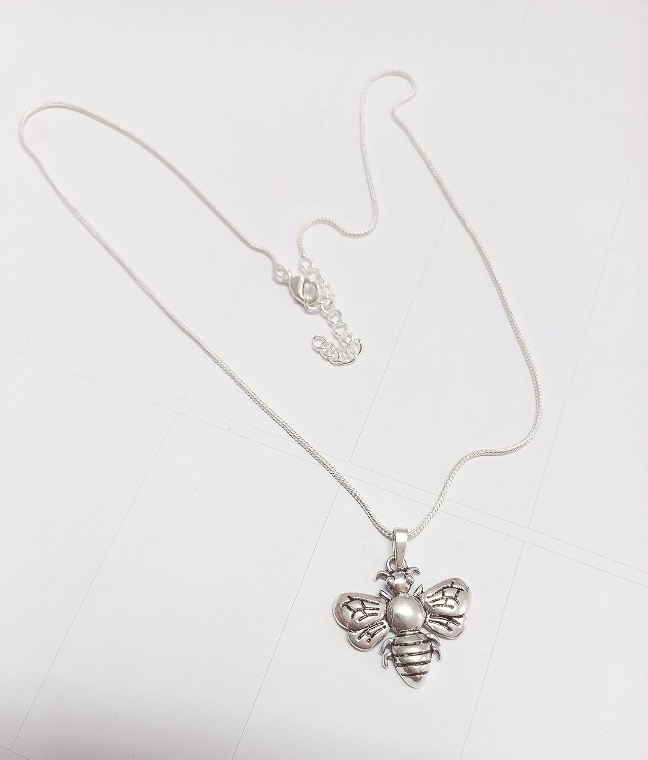 Oxidized Sterling Silver Plated Queen Honey Bee Little Bumblebee Pendant Necklace, 18 inches Chain - Image 6