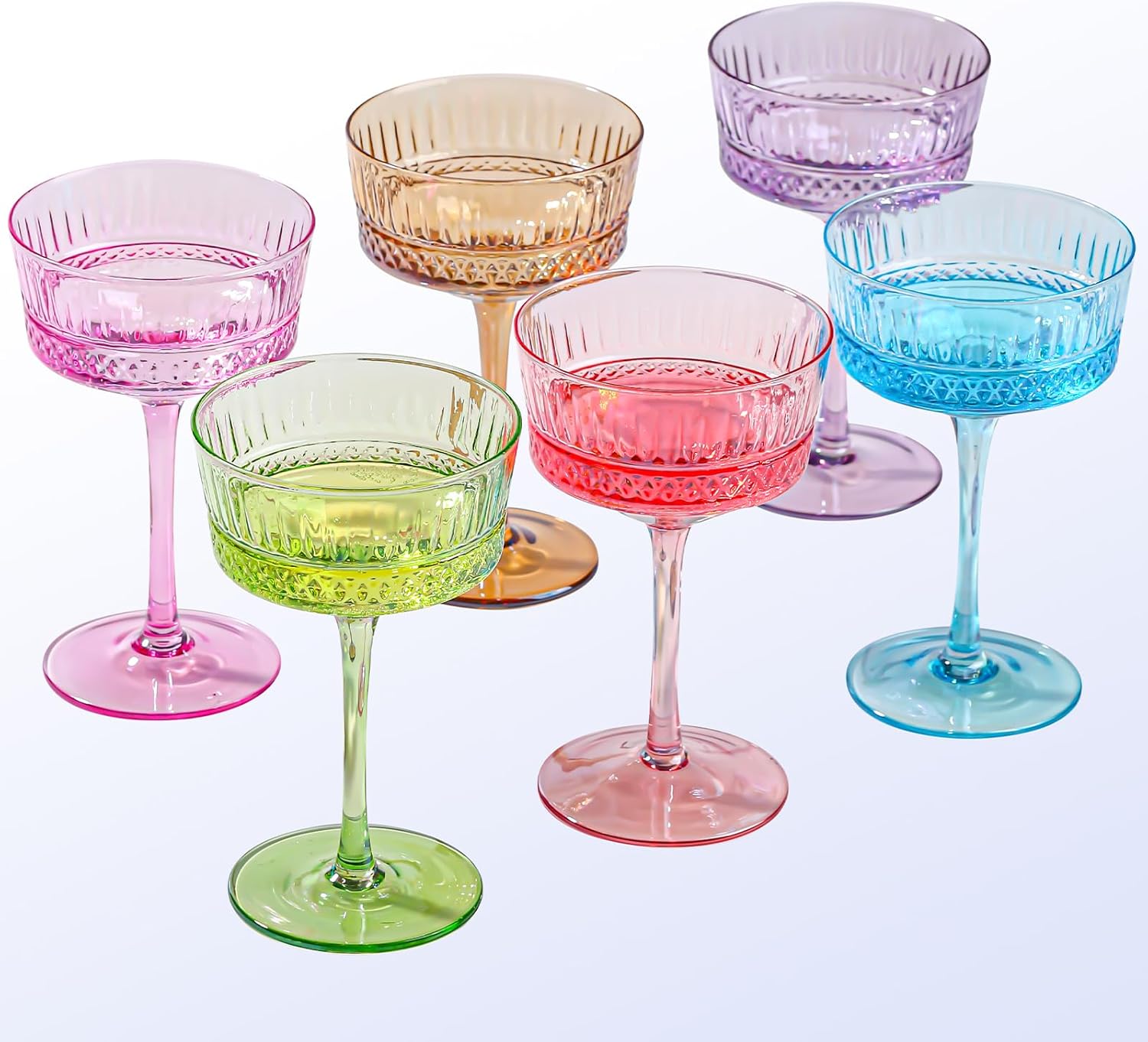 Physkoa Coupe Cocktail Glasses 9.3 oz Set of 6 Classic Manhattan Glasses For