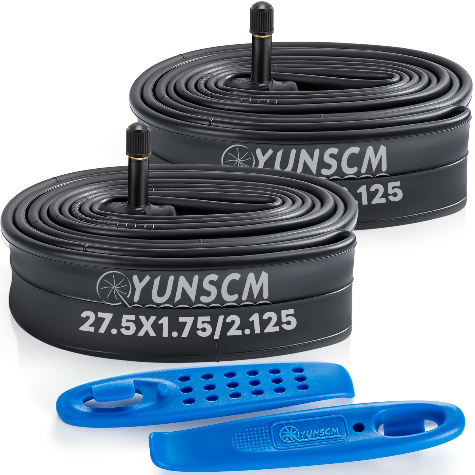 YunSCM 2Pcs épaissi 45/62-584 27.5 Pouces Chambre à Air 27.5x1.75/1.95/2.25/2.40 AV32mm Valve Compatible 27.5 Pouces Chambre à Air 27.5X1.75 27.5X1.95 27.5X2.10 27.5X2.25 27.5X2.35 27.5X2.40