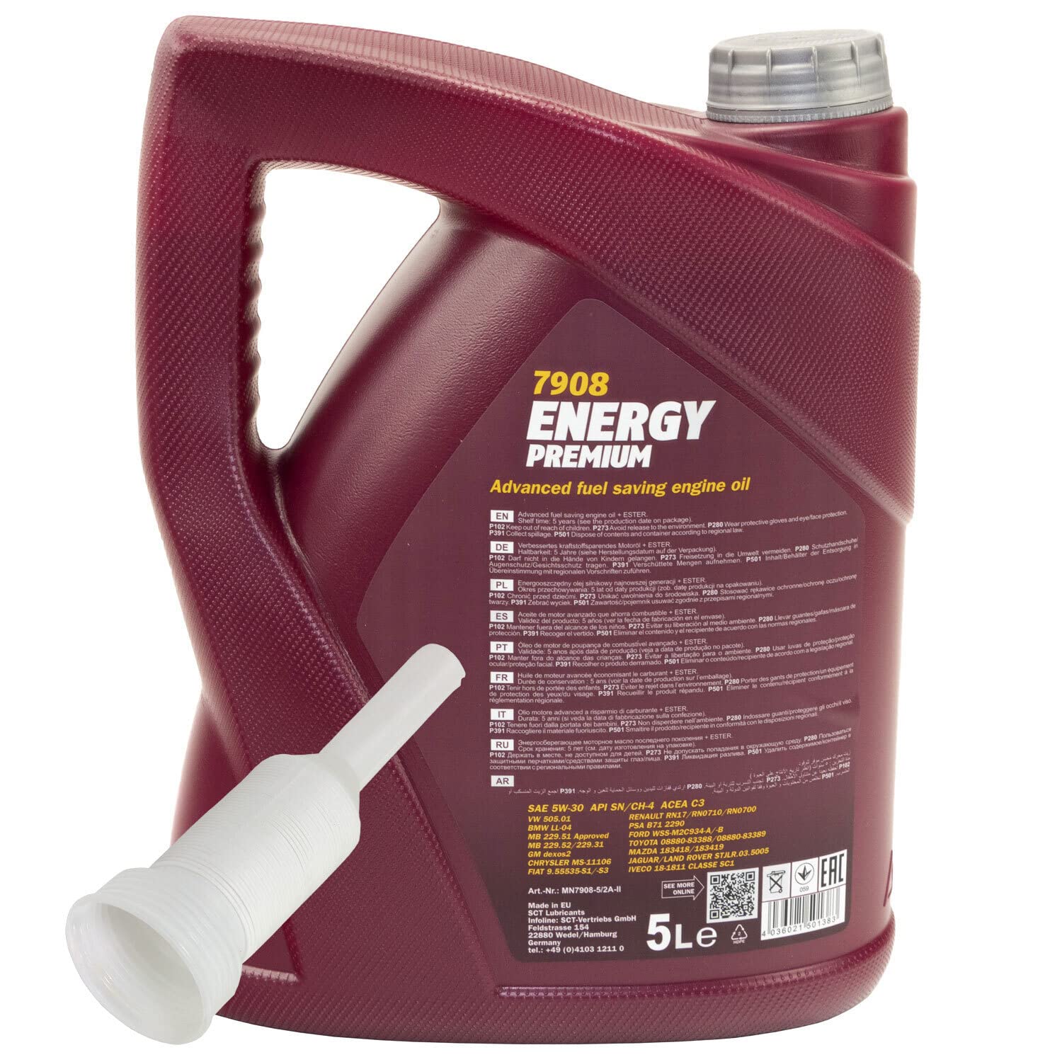 Motoröl Motor Öl MANNOL Energy Premium 5W-30 API SN 5 Liter mit Ausgießer