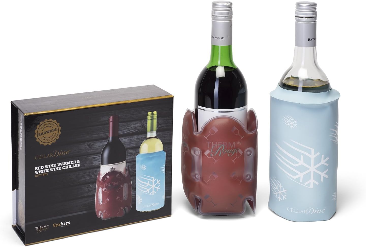CellarDine Therm au Rouge & flexicles Chiller Bottle Gift Set, PVC, Red/Blue