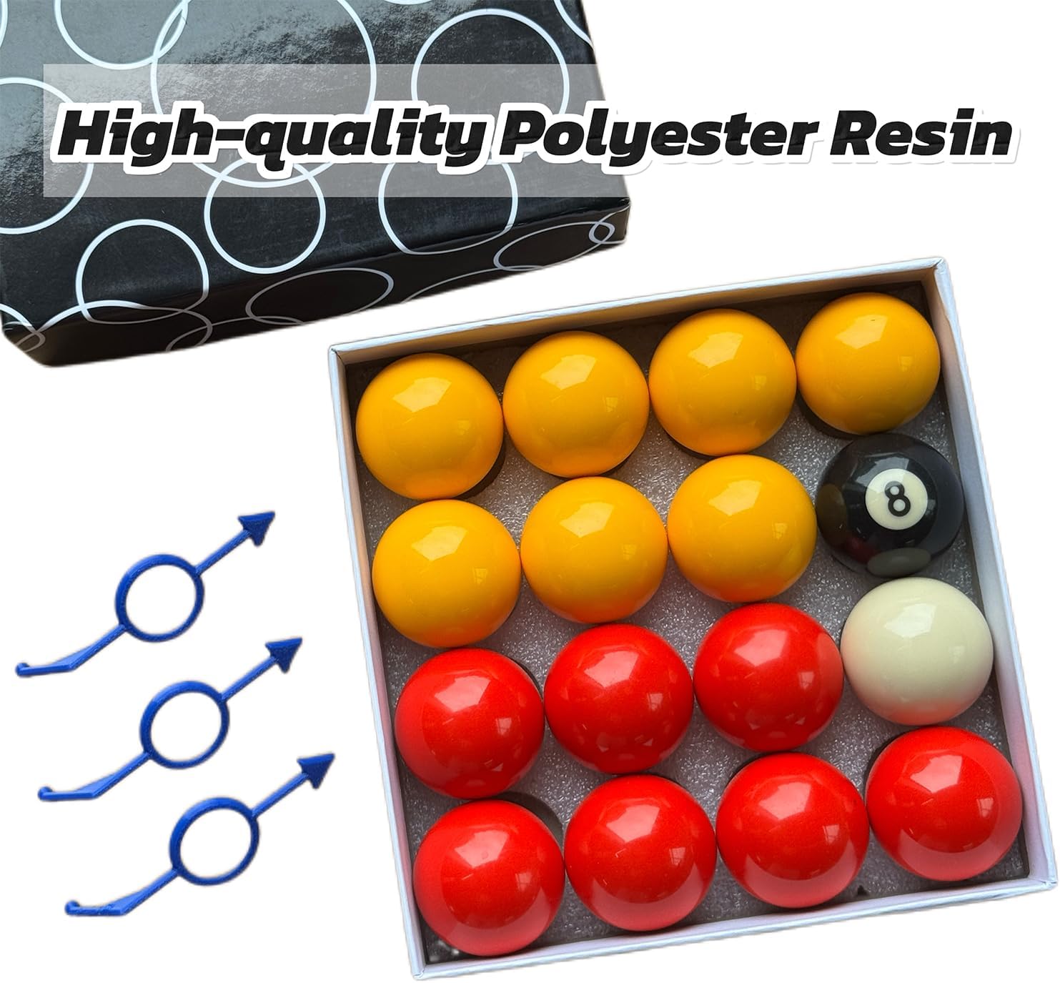 Pool Ball Set,(1-1/2'',2-1/4'') Reds & Yellow Billiard Balls Set,16 Balls Pool Table Ball.