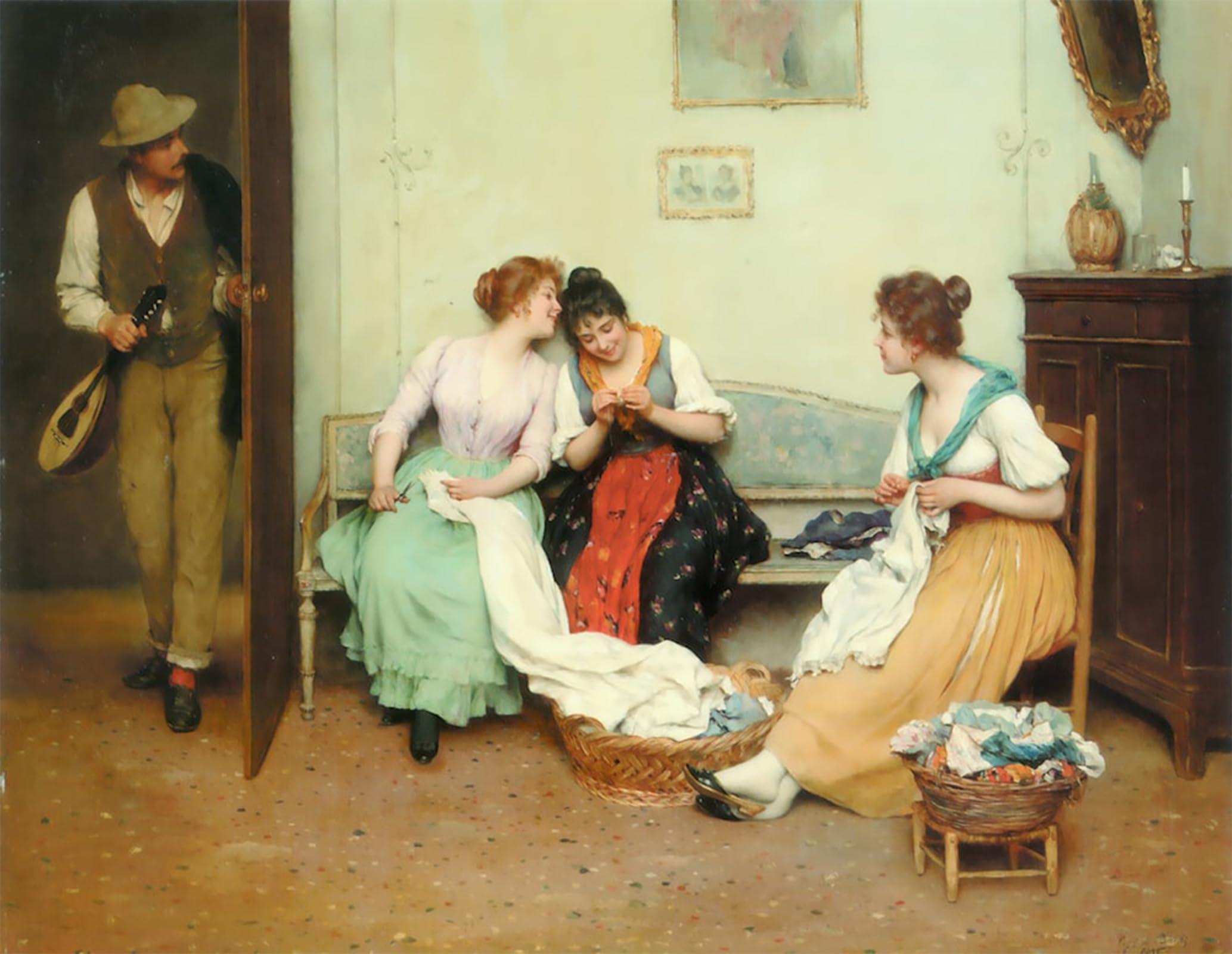 POSTERIIk Famous Print Pop Art Wall Art Graffiti the Friendly Gossips by Eugene De Blaas Art Prints for Home Decor 60x90cm