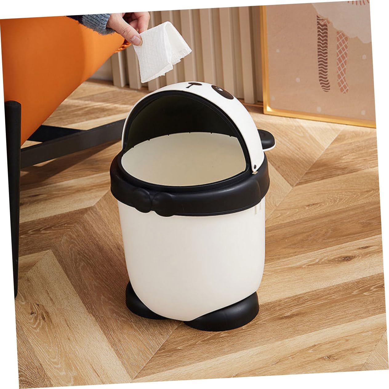 Cartoon Panda Trash Can Small Garbage Bin Creative Desk Trashcan for Boys and Girls Room