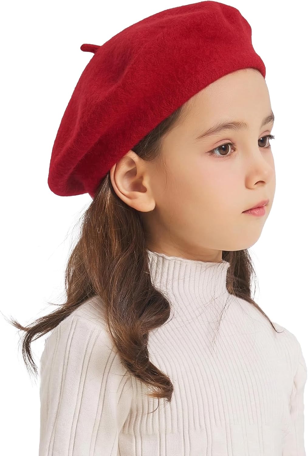 ZLYC Wool Kids Beret Hat Girls Solid Color Artist French Beret Cap