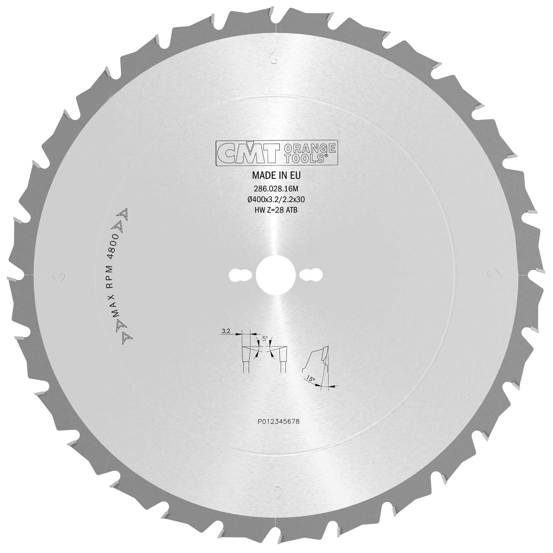 CMT ORANGE TOOLS 286.028.16M - LAMA CIRCOLARE EDILIZIA C/LIMIT. HW 400x3.2/2.2x30 Z28 5'ATB