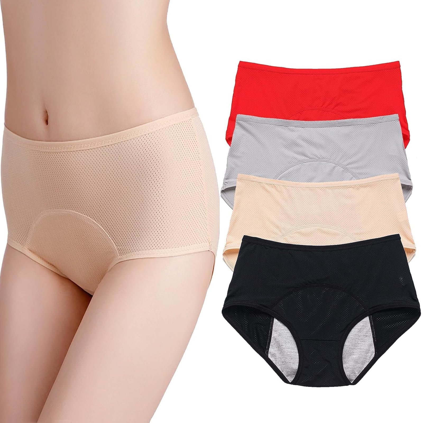 GARWAR Everdries Panties for Women Over 60,Everdries Leakproof Ladies Underwear,High Waist Leakproof Underwear,Everdry Leakproof Panties for Women (4Pcs-b,8XL)