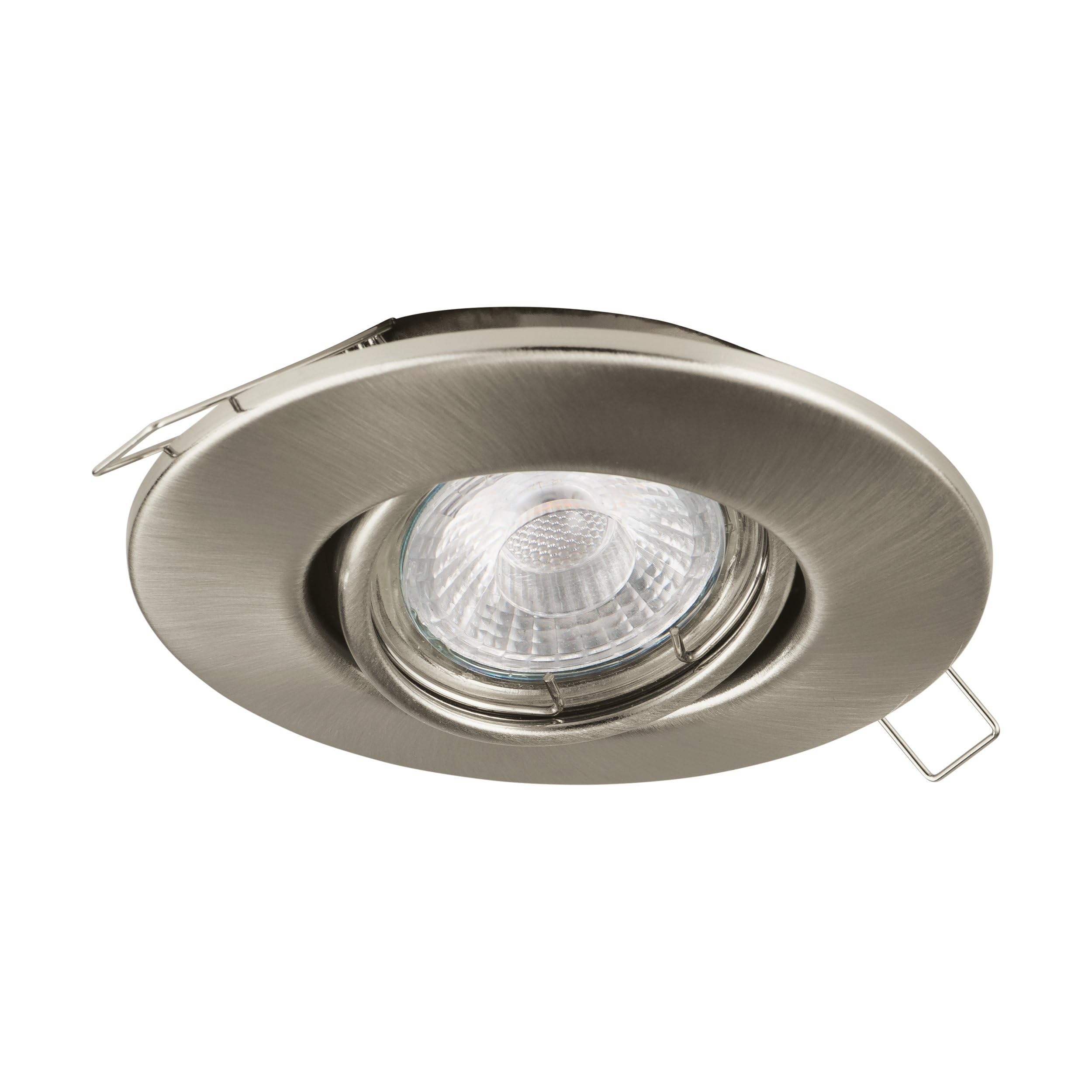 EGLO 3W Brushed Nickel Steel Recessed Downlight, 1 Unit, Matte Nickel, diameter 108 mm
