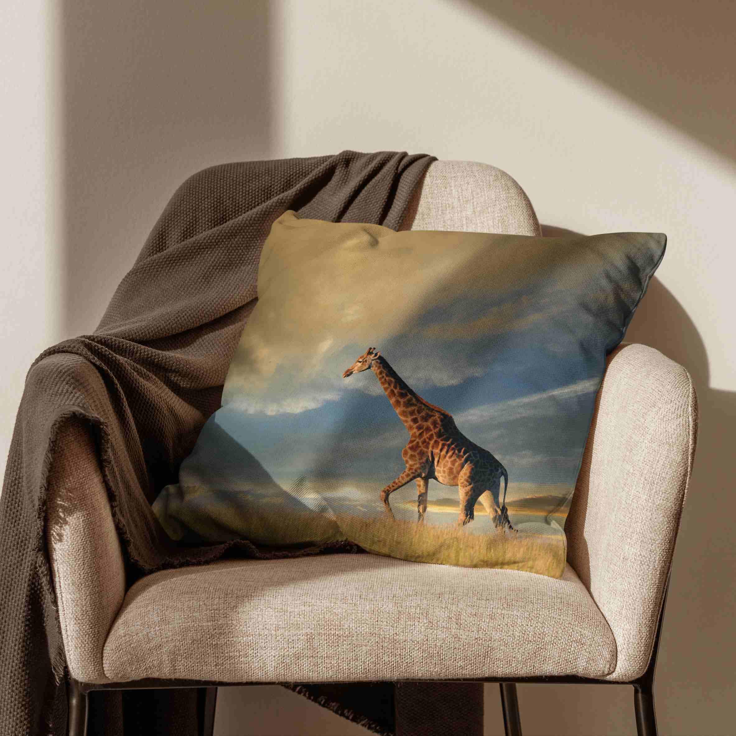 Lino Federe Cuscini Letto Matrimoniale Cotone Federe Cuscino Letto Cotone Fantasia 50x50cm, Giraffa Copricuscini Camper Federa Cuscino Queen Divano da Salotto 4Pcs