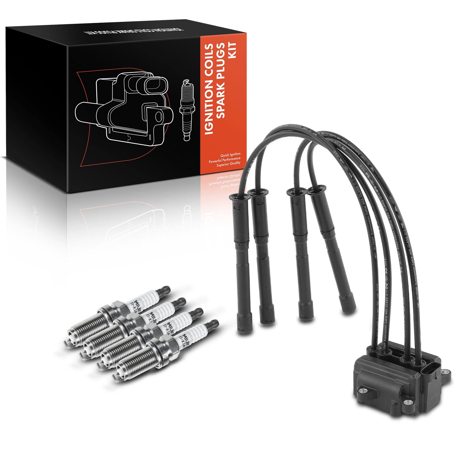 Frankberg 1 bobina di accensione + 4 candele 8200702693 | Compatibile con: K.a.n.g.o.o KC0/1, Talia II LU, Clio IV Grandtour KH, Logan MCV II, S.a.n.d.e.r.o BS