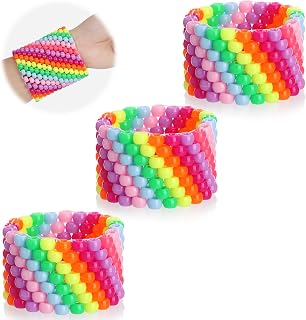 3/6 Pcs Rave Multi-layer Bracelets Stretch Rainbow Bracelets Multi Color Beaded Wrap Kandi Cuff Rave Accessories Jewelry Music Party Favor for Women Friends EDM Party Music Festival