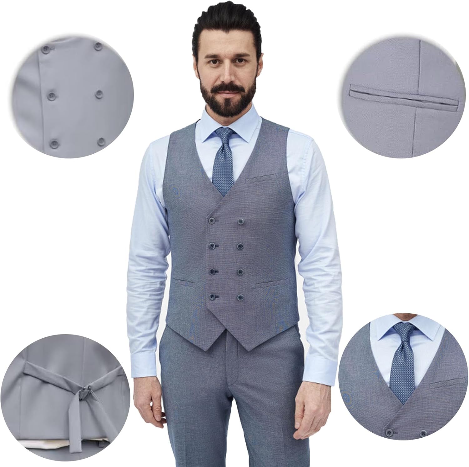 Boys Suit for Wedding 3 Piece Double Breasted Suits for Boy Slim Fit Formal Blazer Vest Pant Tuxedo Prom Set