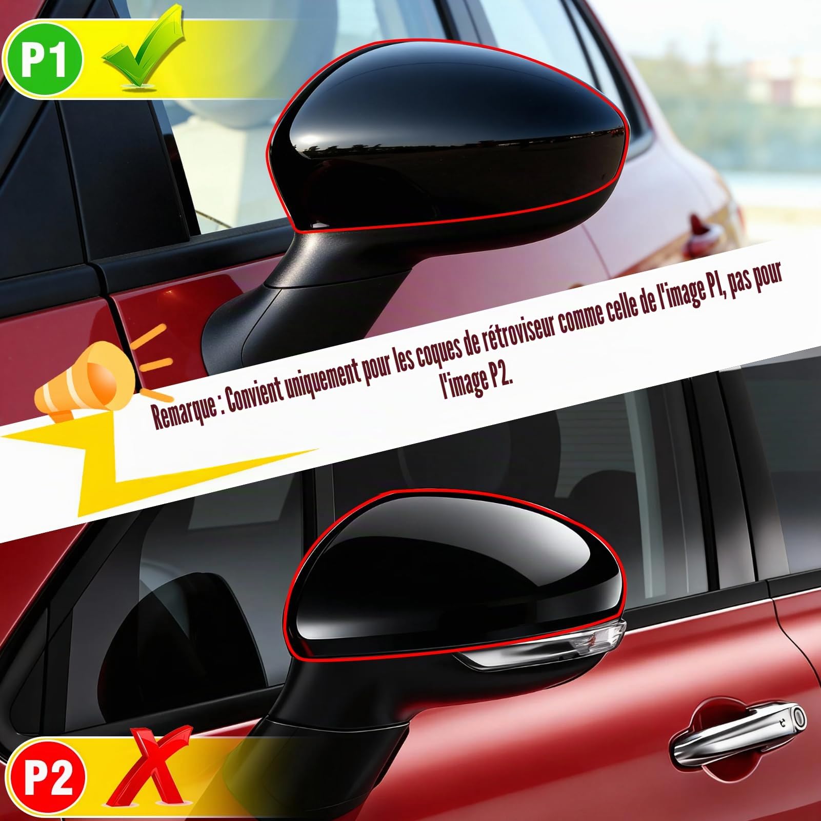 TTCR-II Coque Rétroviseur Compatible avec Fiat 500/Abarth 500/Grande Punto
