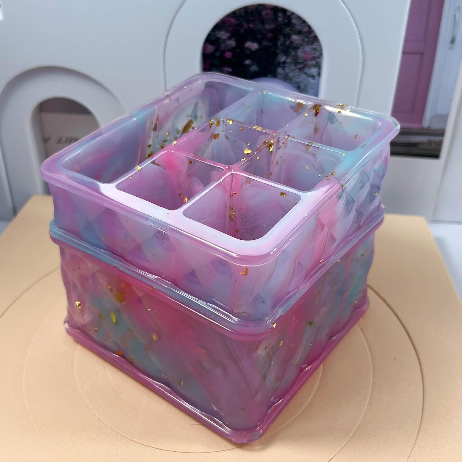 Forma di resina epossidica di cristallo rossetto scatola di immagazzinaggio stampo in silicone a specchio fatto a mano gioielli desktop organizzazione attività artigianale per la produzione di