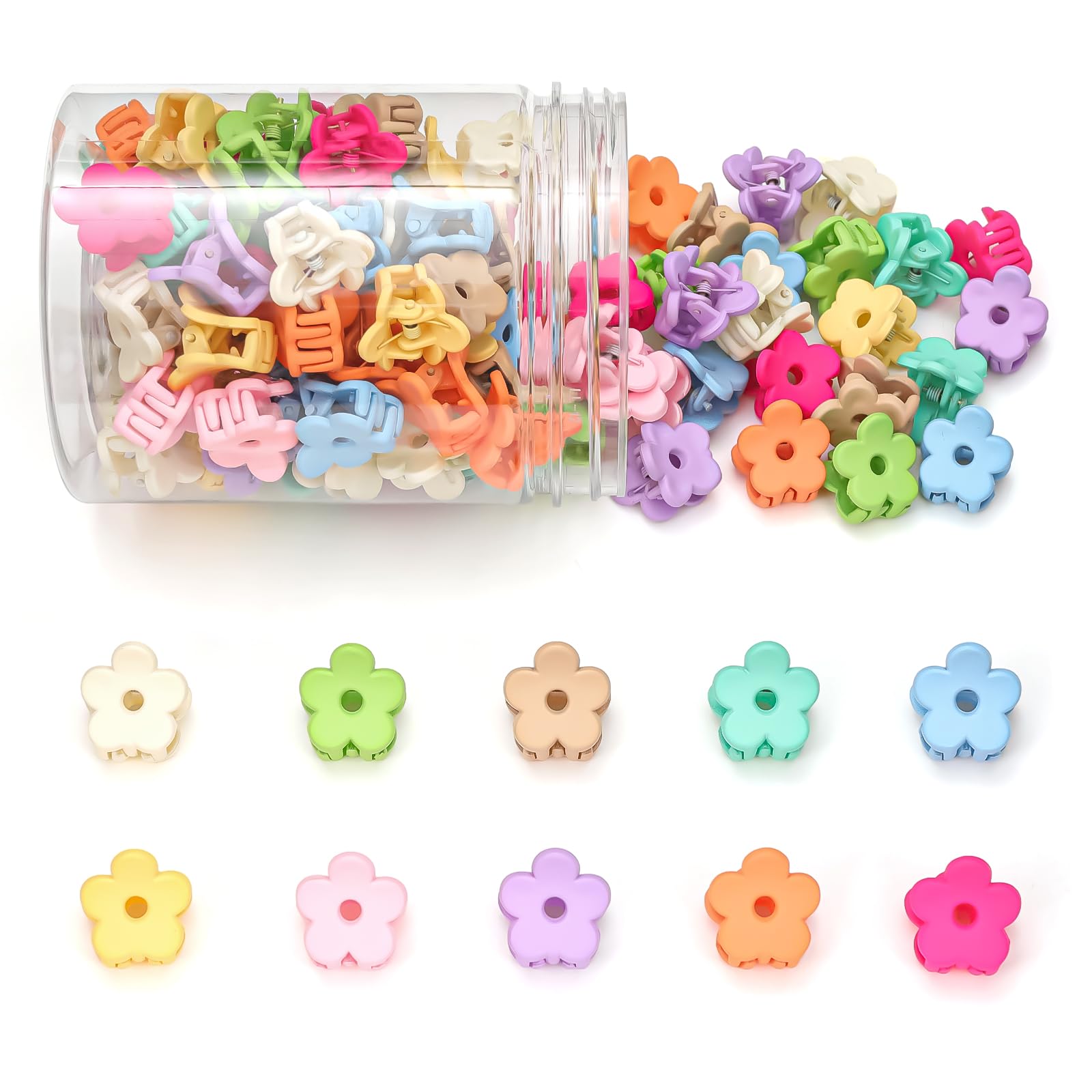 Small Flower Hair Clips 100PCS, Mini Hair Clips Baby Claw Clips Cute Jaw Clips Hair Pins Hair Barrettes Toddler Hair Accessories for Women Girls Kids